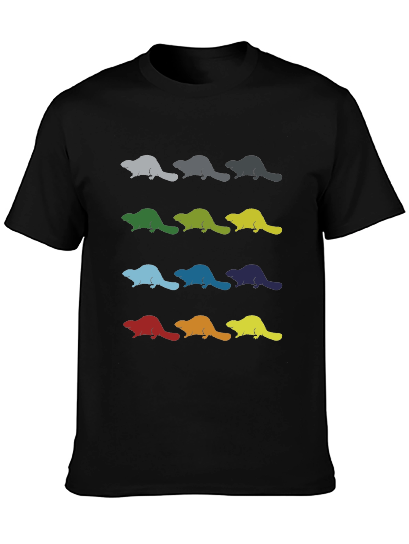 Colorful Beaver Pattern T-Shirt