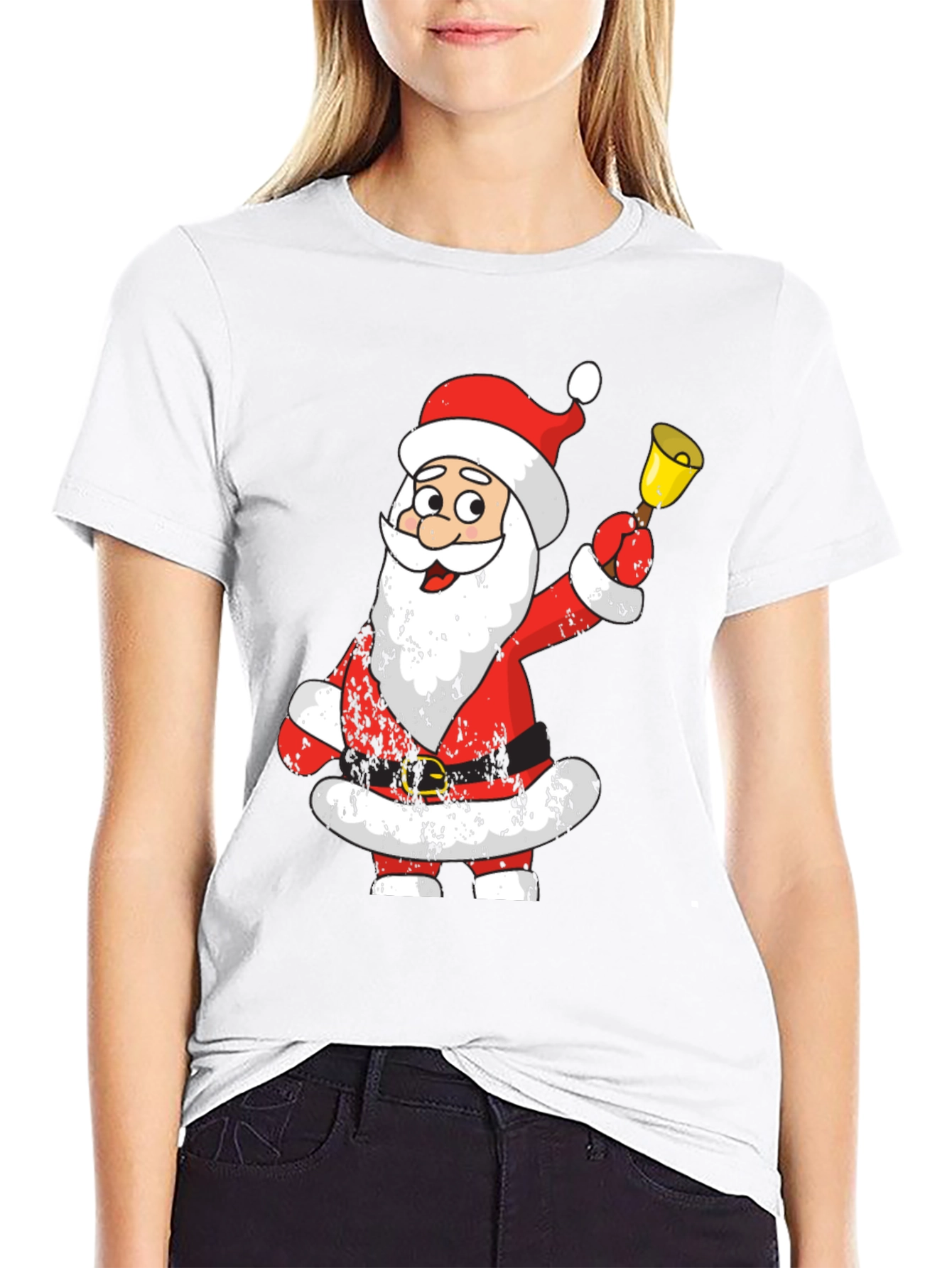 Festive Santa Graphic Tee - Holiday Cheer