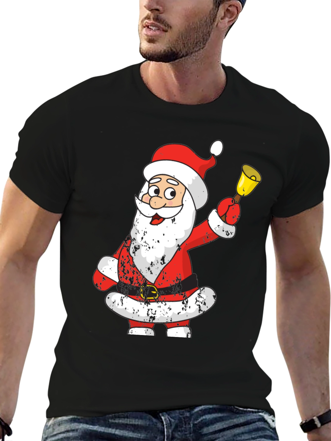 Festive Santa Graphic Tee - Holiday Cheer
