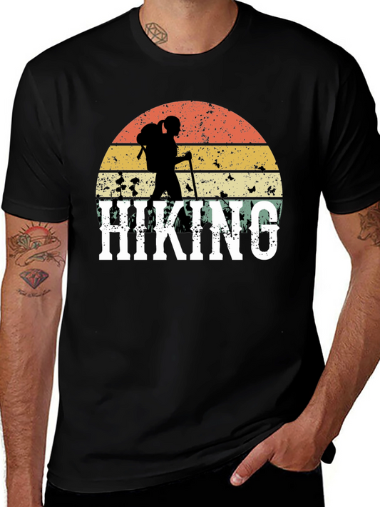 Hiking Graphic T-Shirt - Retro Sunset Design