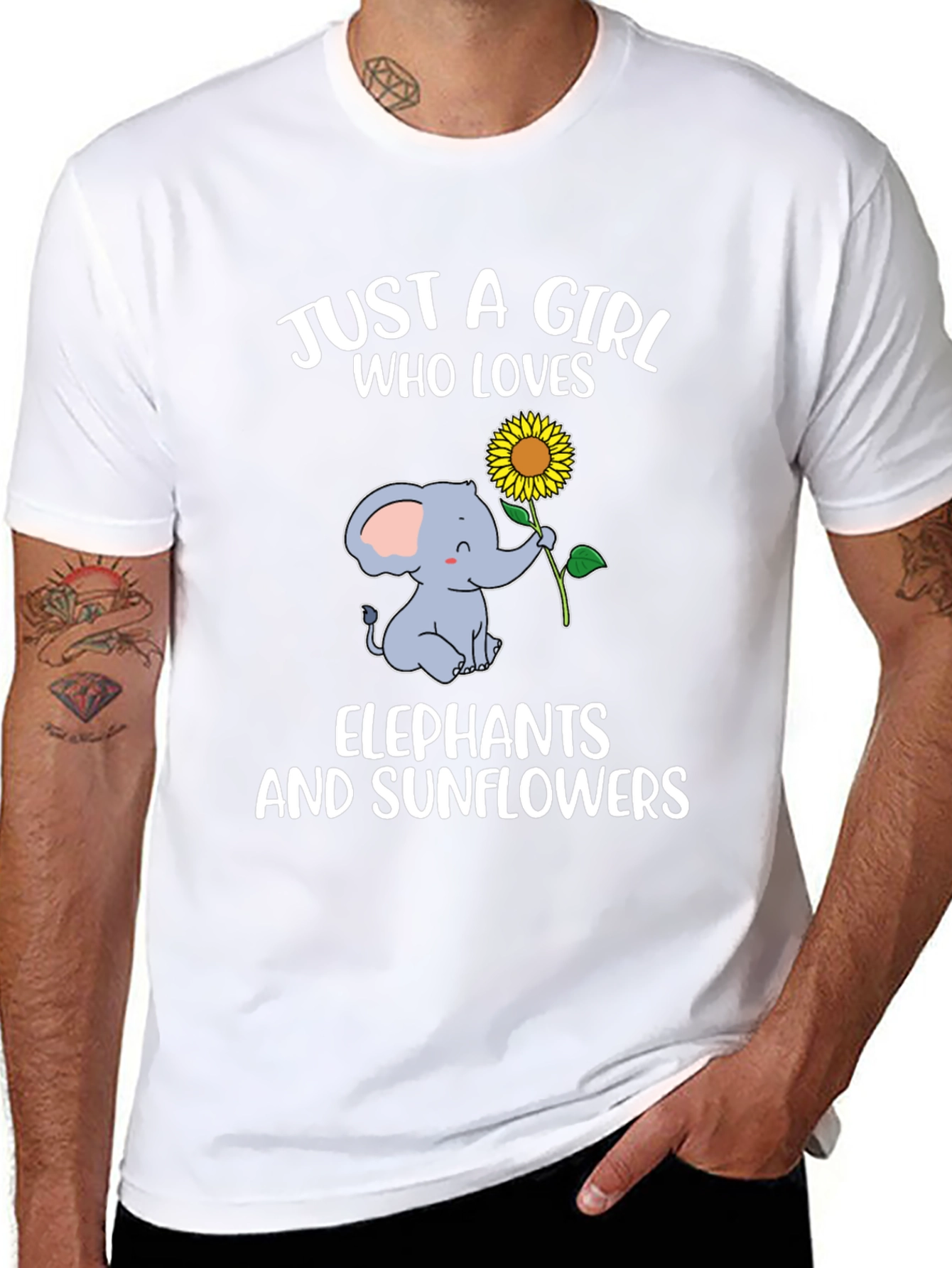 Girl Loves Elephants & Sunflowers T-Shirt