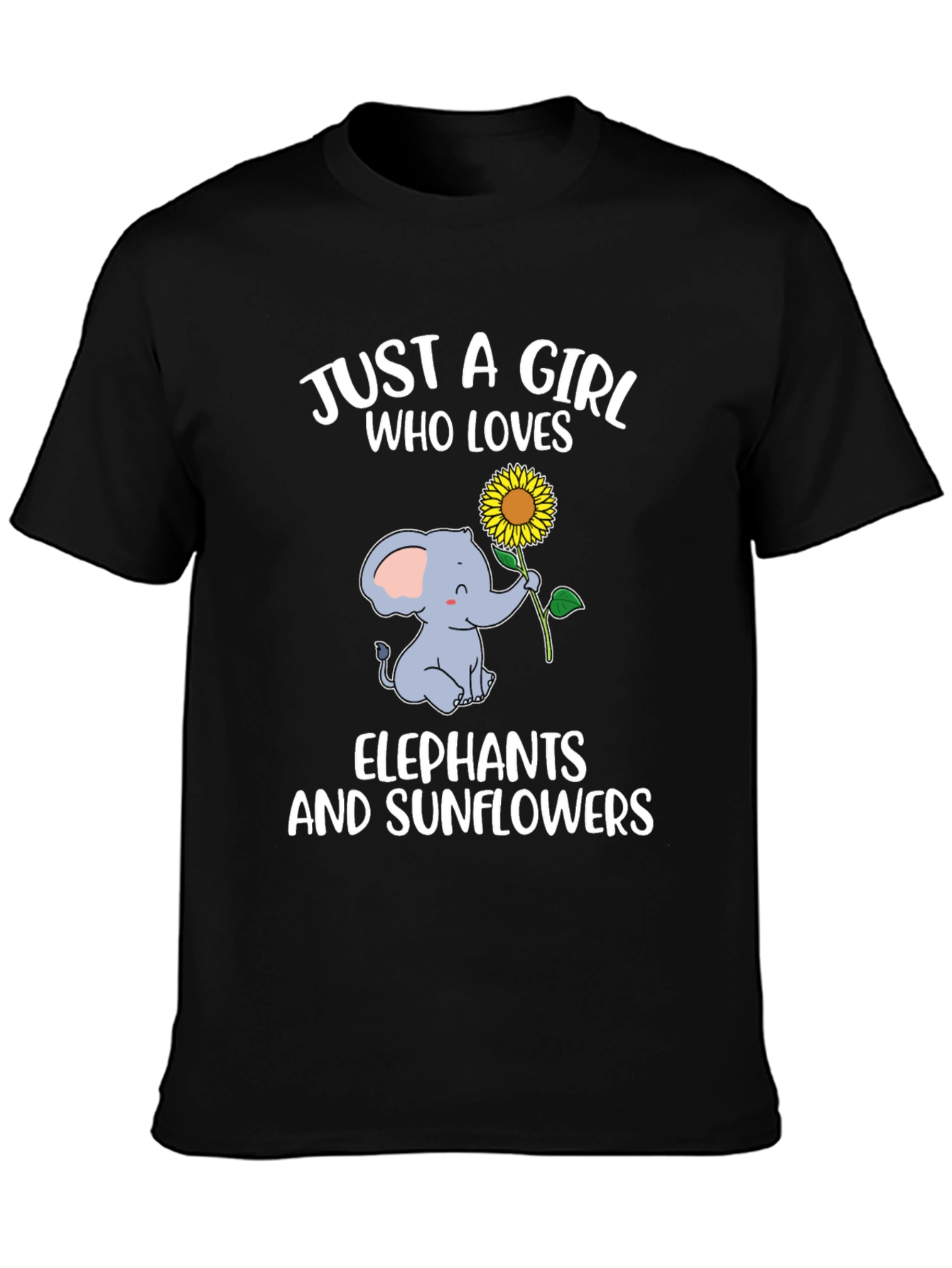 Girl Loves Elephants & Sunflowers T-Shirt