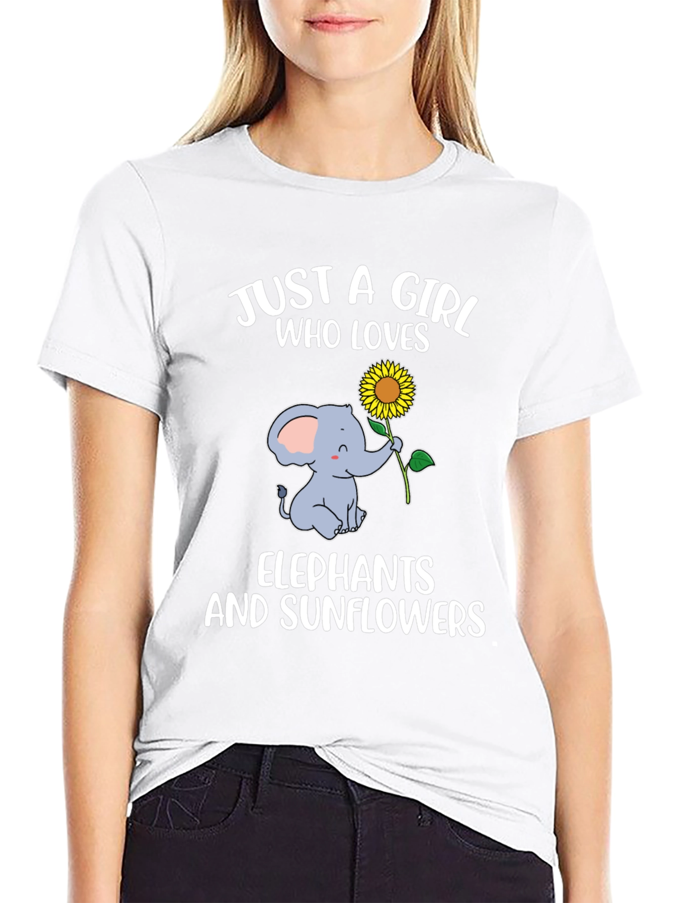 Girl Loves Elephants & Sunflowers T-Shirt