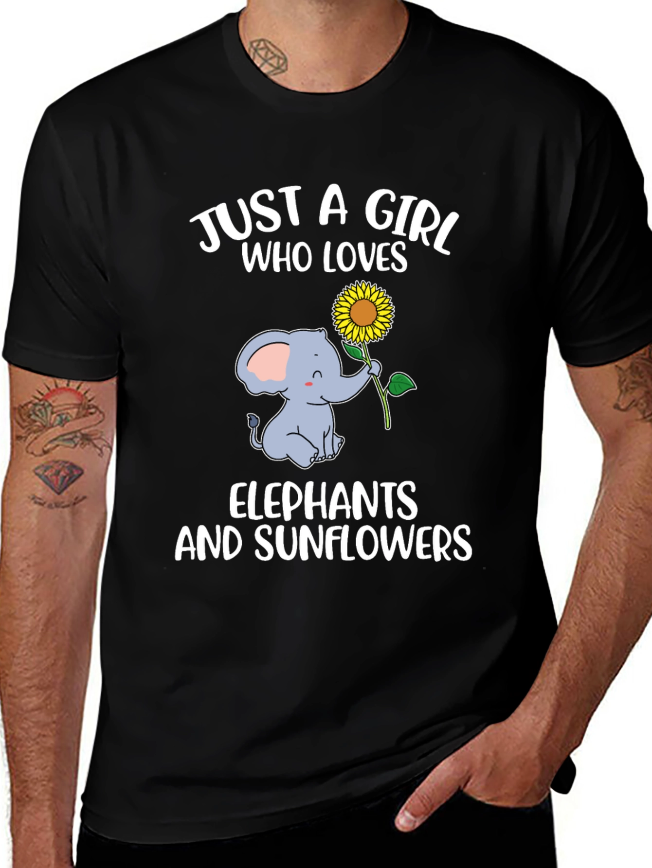 Girl Loves Elephants & Sunflowers T-Shirt