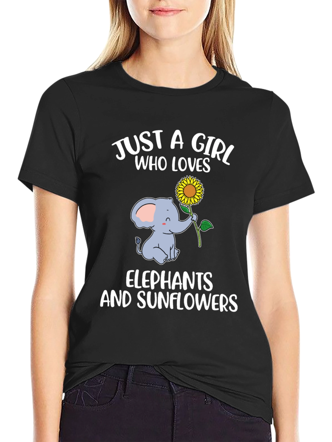 Girl Loves Elephants & Sunflowers T-Shirt