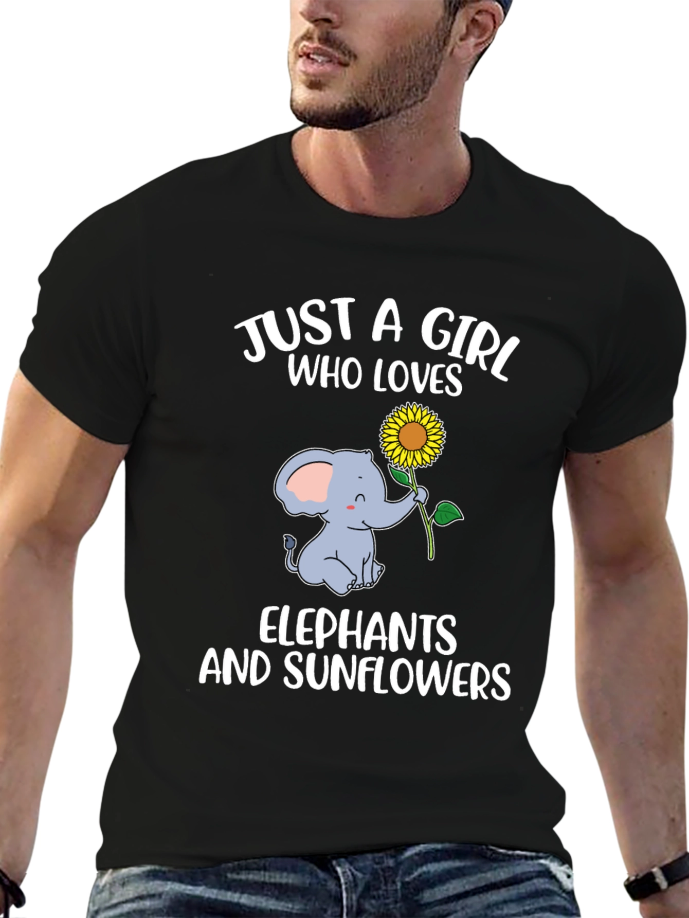 Girl Loves Elephants & Sunflowers T-Shirt