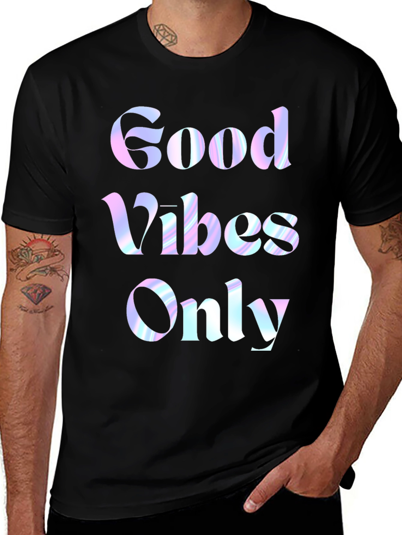 Good Vibes Only Graphic Tee - Black Cotton T-Shirt