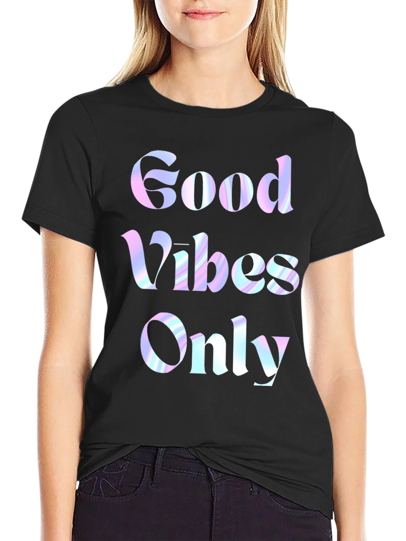 Good Vibes Only Graphic Tee - Black Cotton T-Shirt