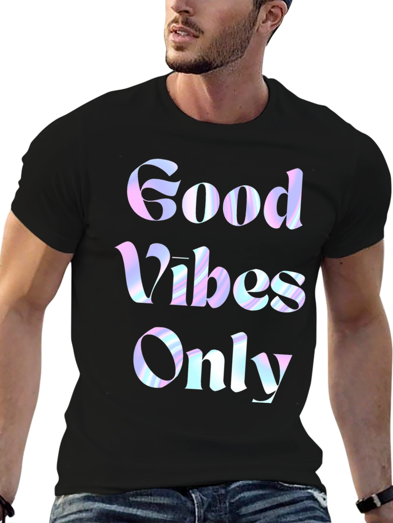 Good Vibes Only Graphic Tee - Black Cotton T-Shirt