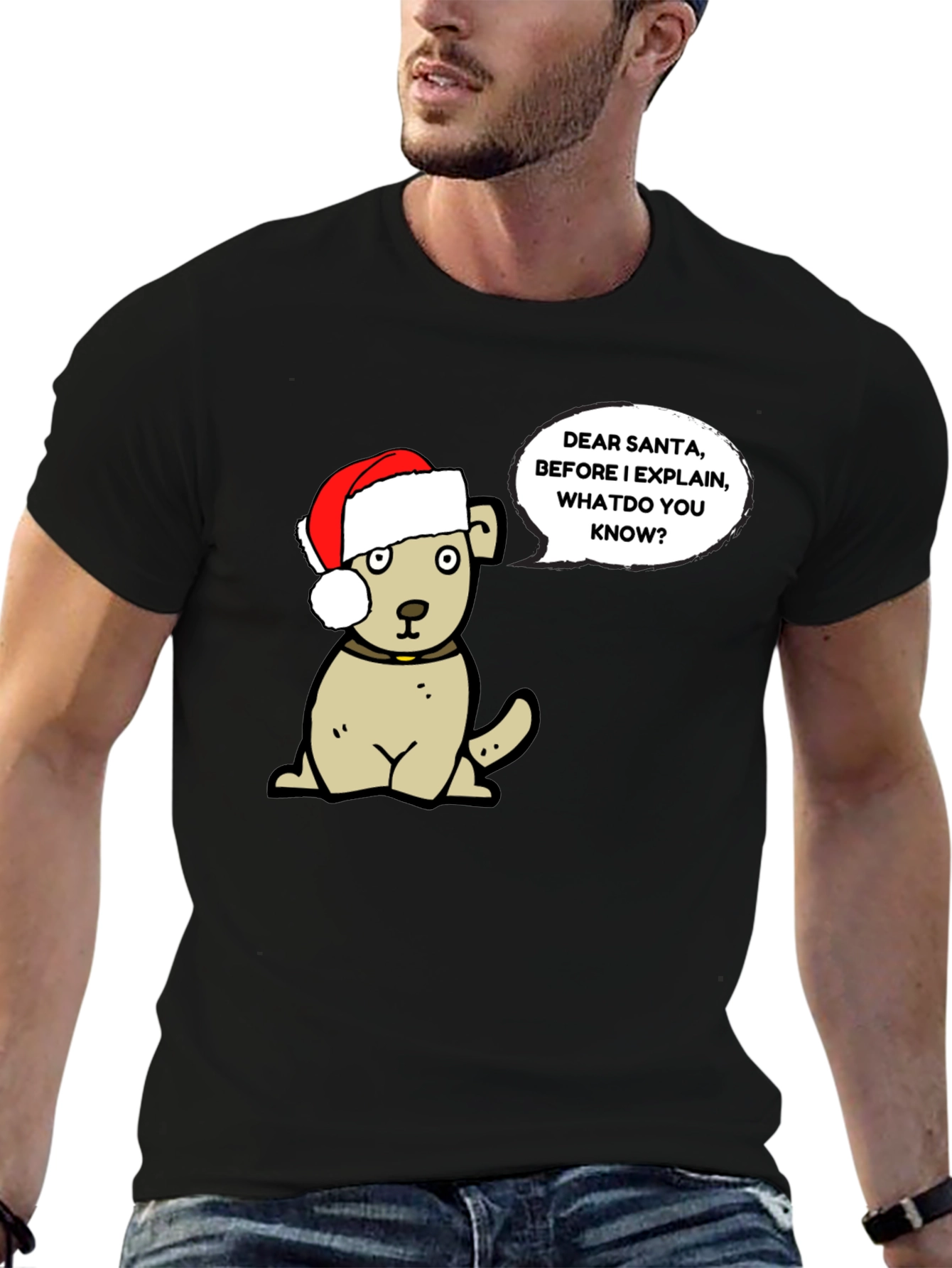 Dear Santa Dog Graphic T-Shirt - Holiday Fun!
