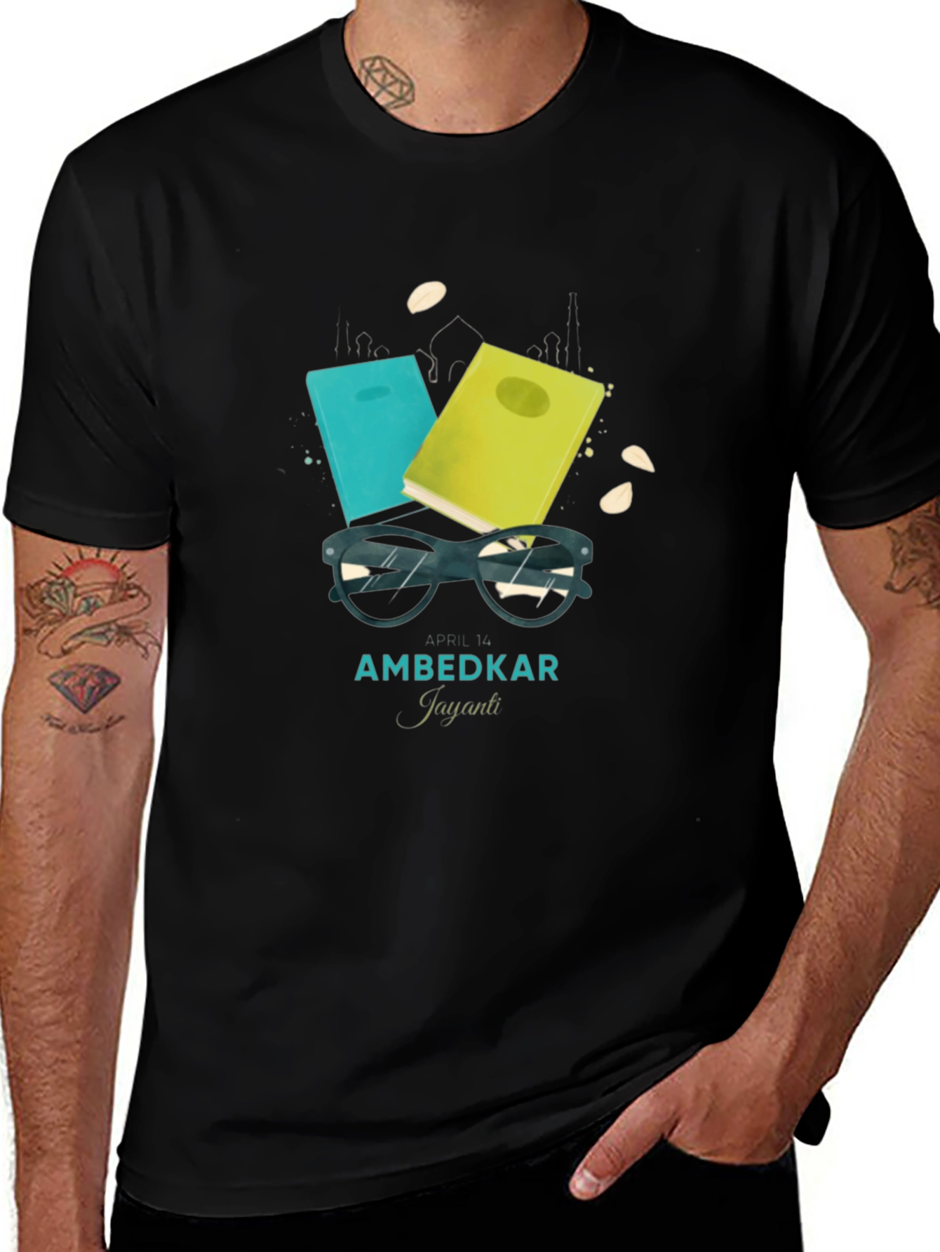 Ambedkar Jayanti T-Shirt - Book & Glasses Design