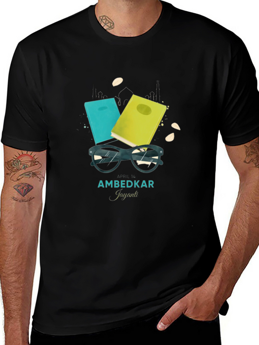 Ambedkar Jayanti T-Shirt - Book & Glasses Design