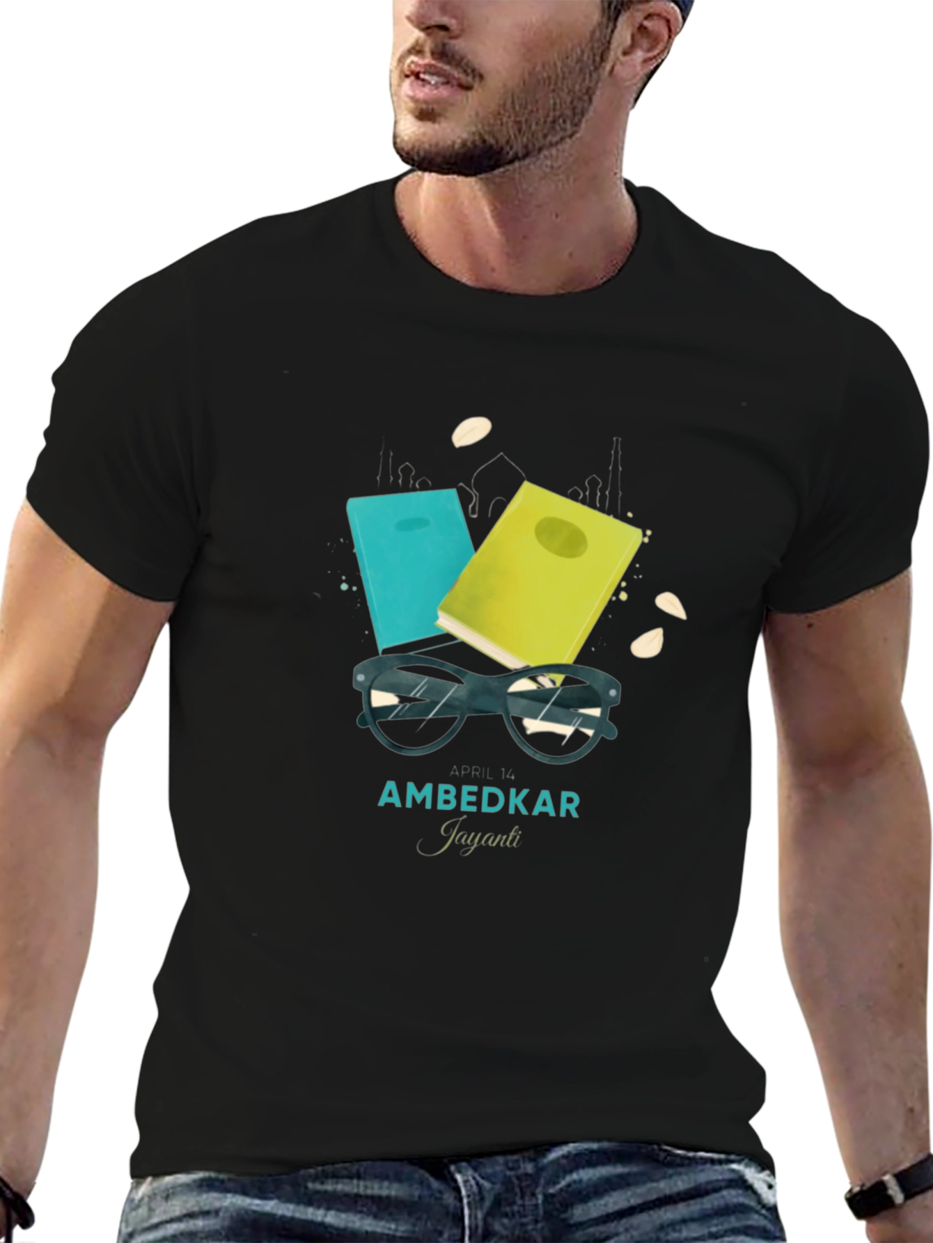 Ambedkar Jayanti T-Shirt - Book & Glasses Design