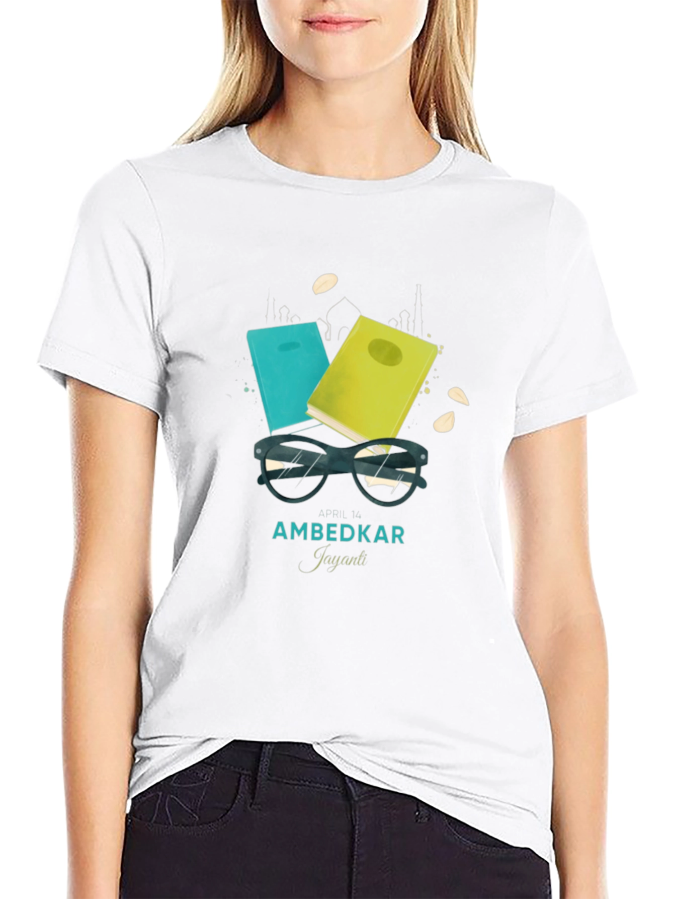 Ambedkar Jayanti T-Shirt - Book & Glasses Design