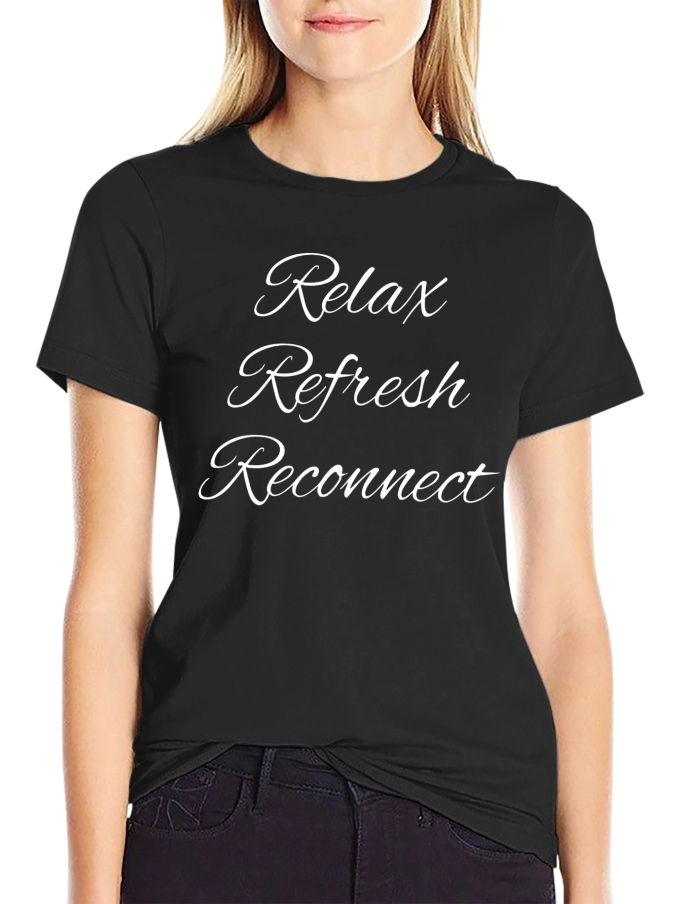 Relax Refresh Reconnect Black Graphic Tee