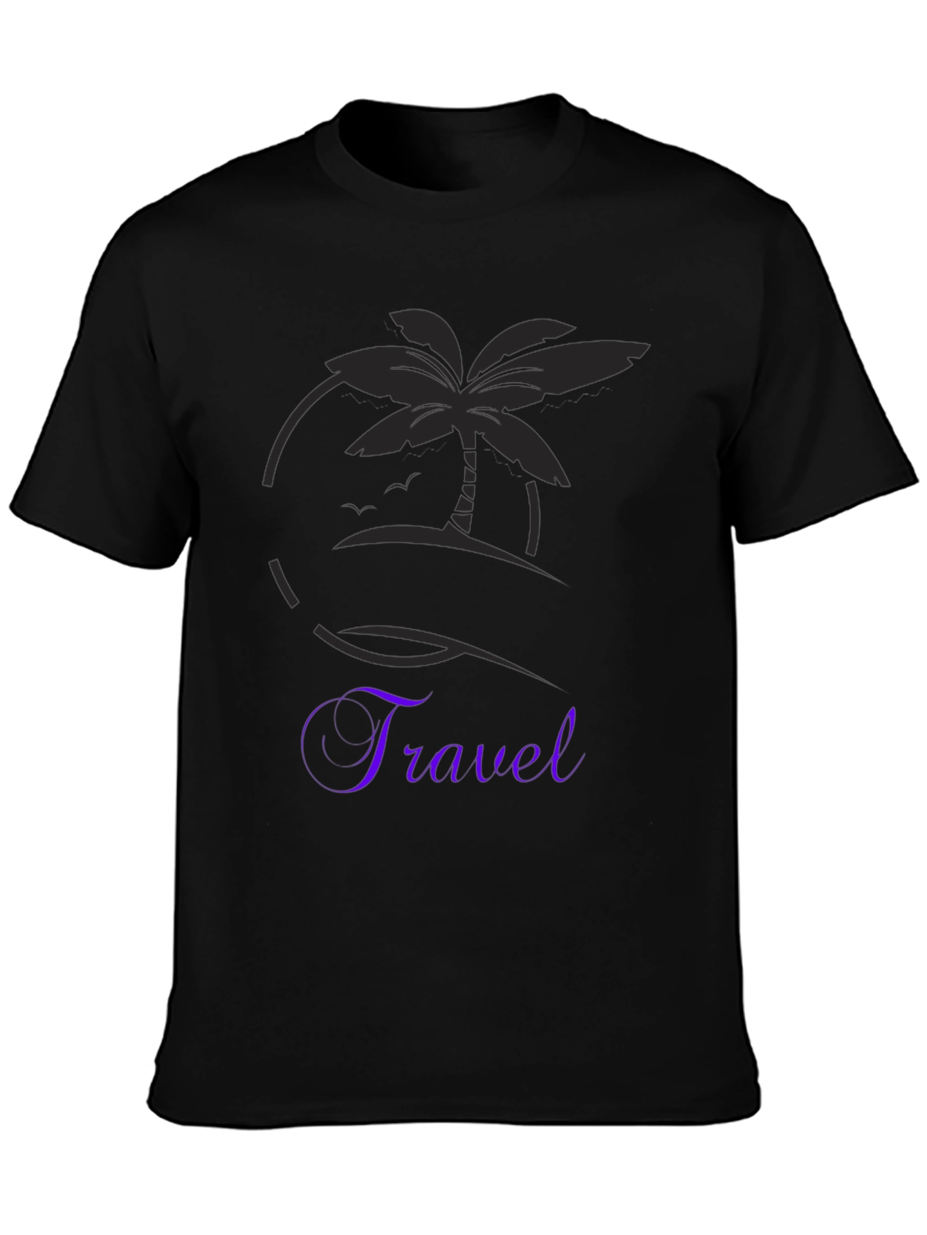 Travel T-Shirt Black Palm Tree Graphic Tee Vacation Ready