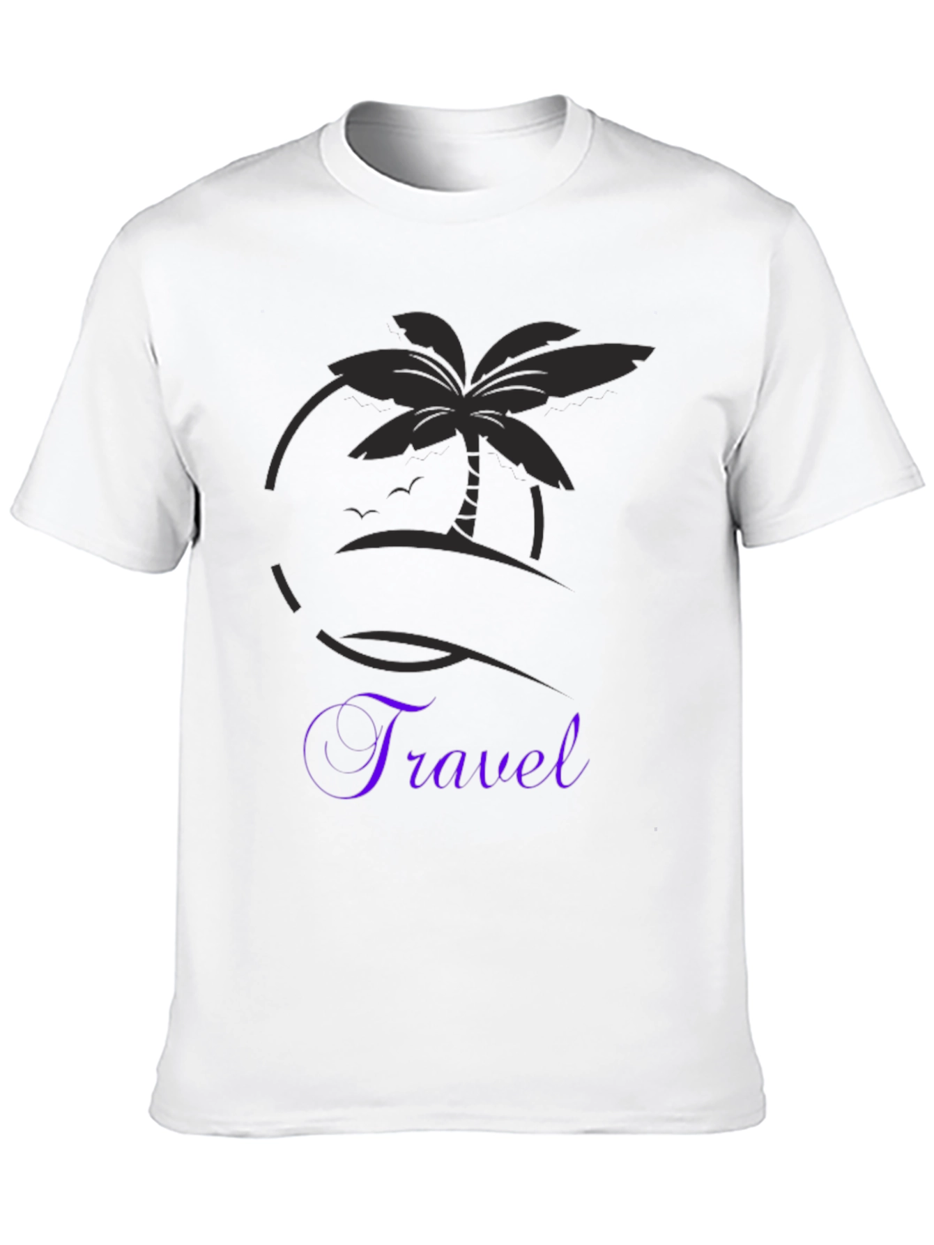 Travel T-Shirt Black Palm Tree Graphic Tee Vacation Ready