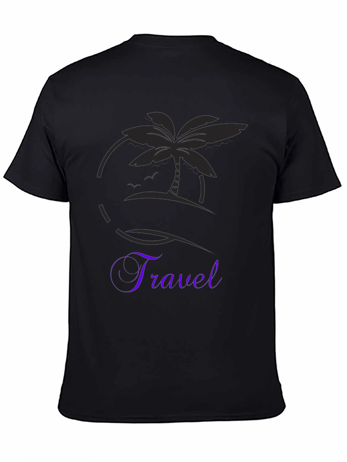 Travel T-Shirt Black Palm Tree Graphic Tee Vacation Ready