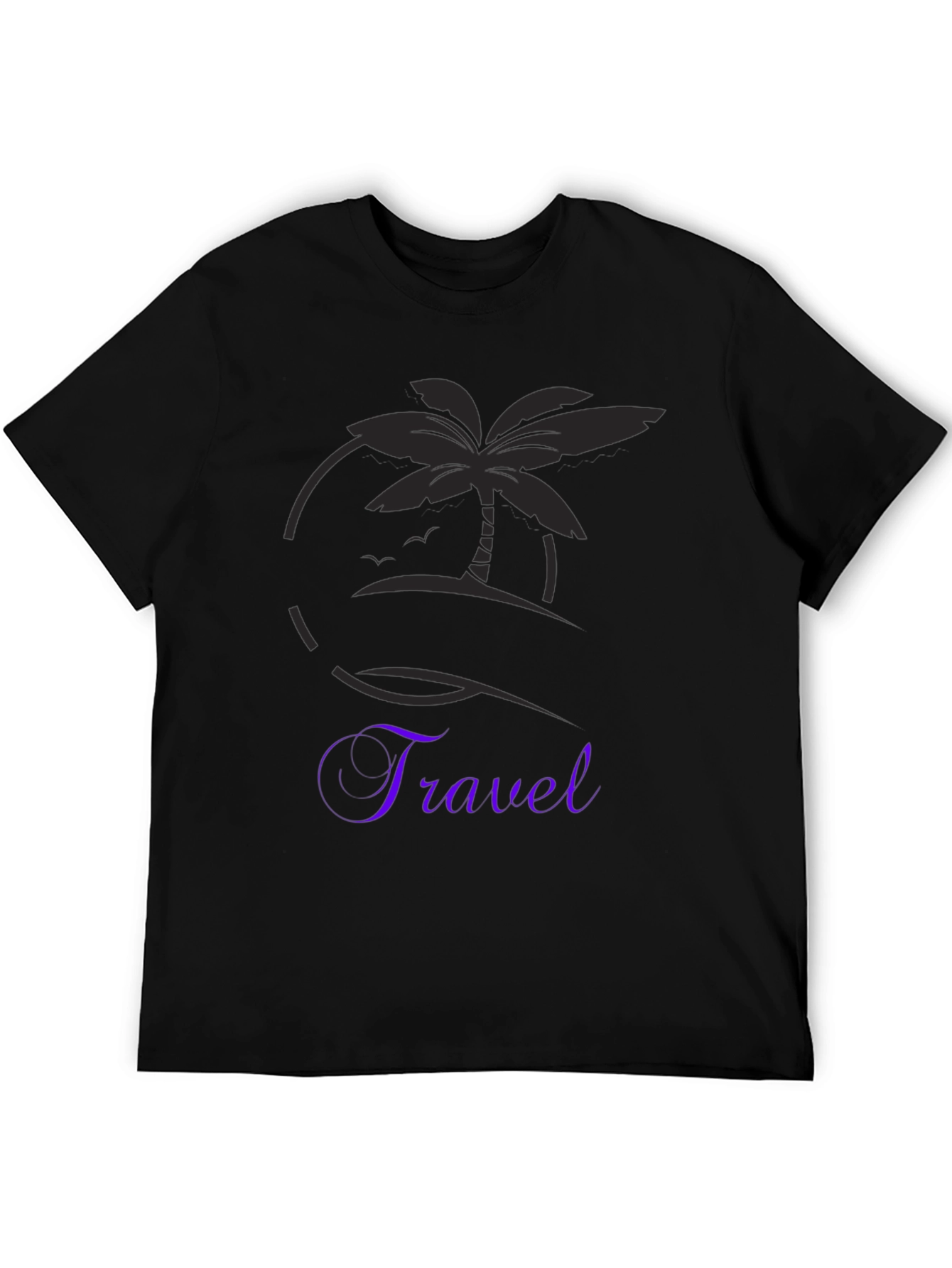 Travel T-Shirt Black Palm Tree Graphic Tee Vacation Ready