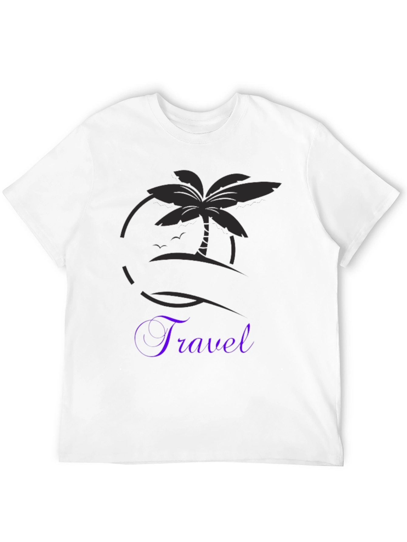 Travel T-Shirt Black Palm Tree Graphic Tee Vacation Ready