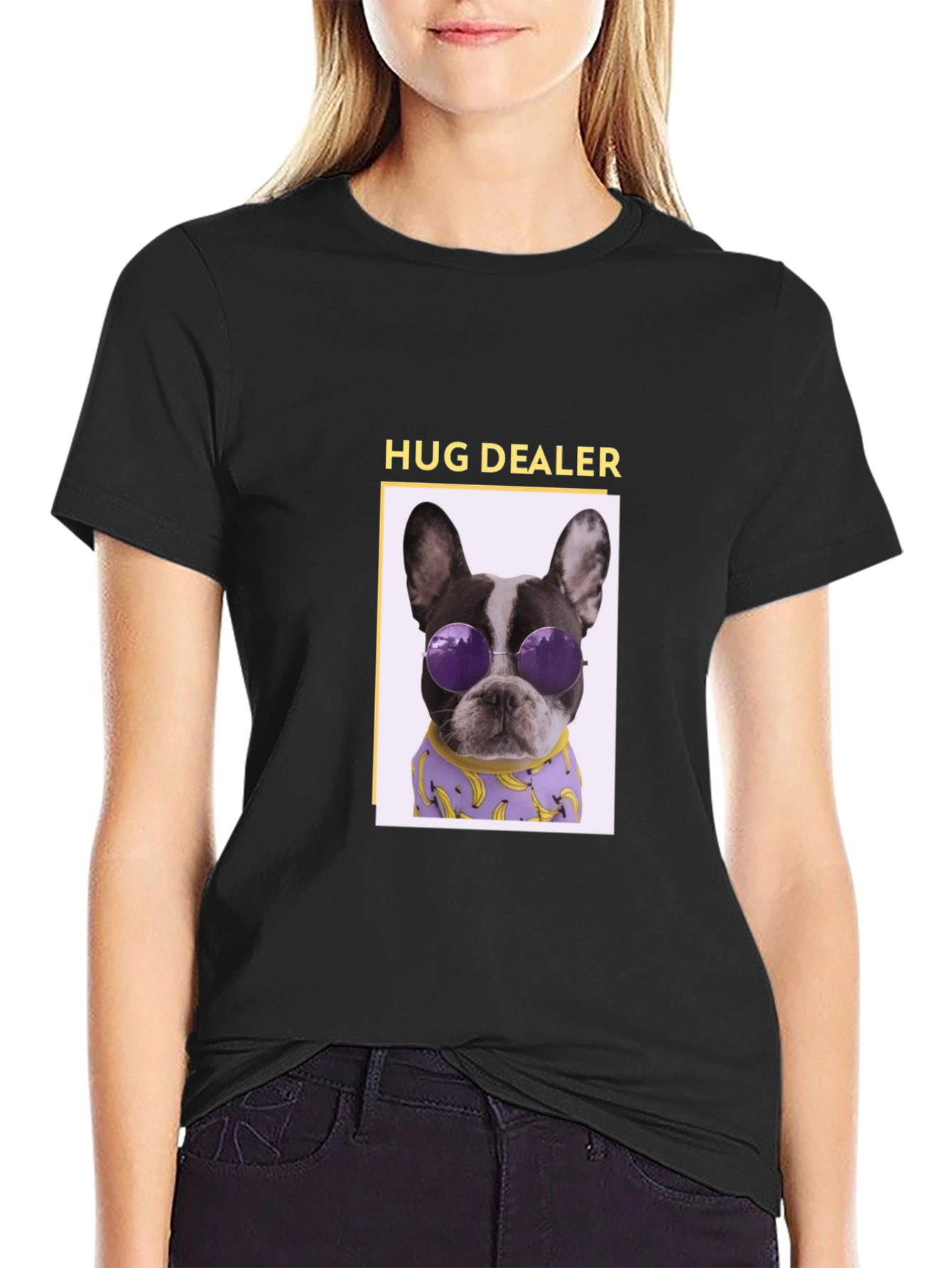 Hug Dealer Dog Graphic Tee - Black