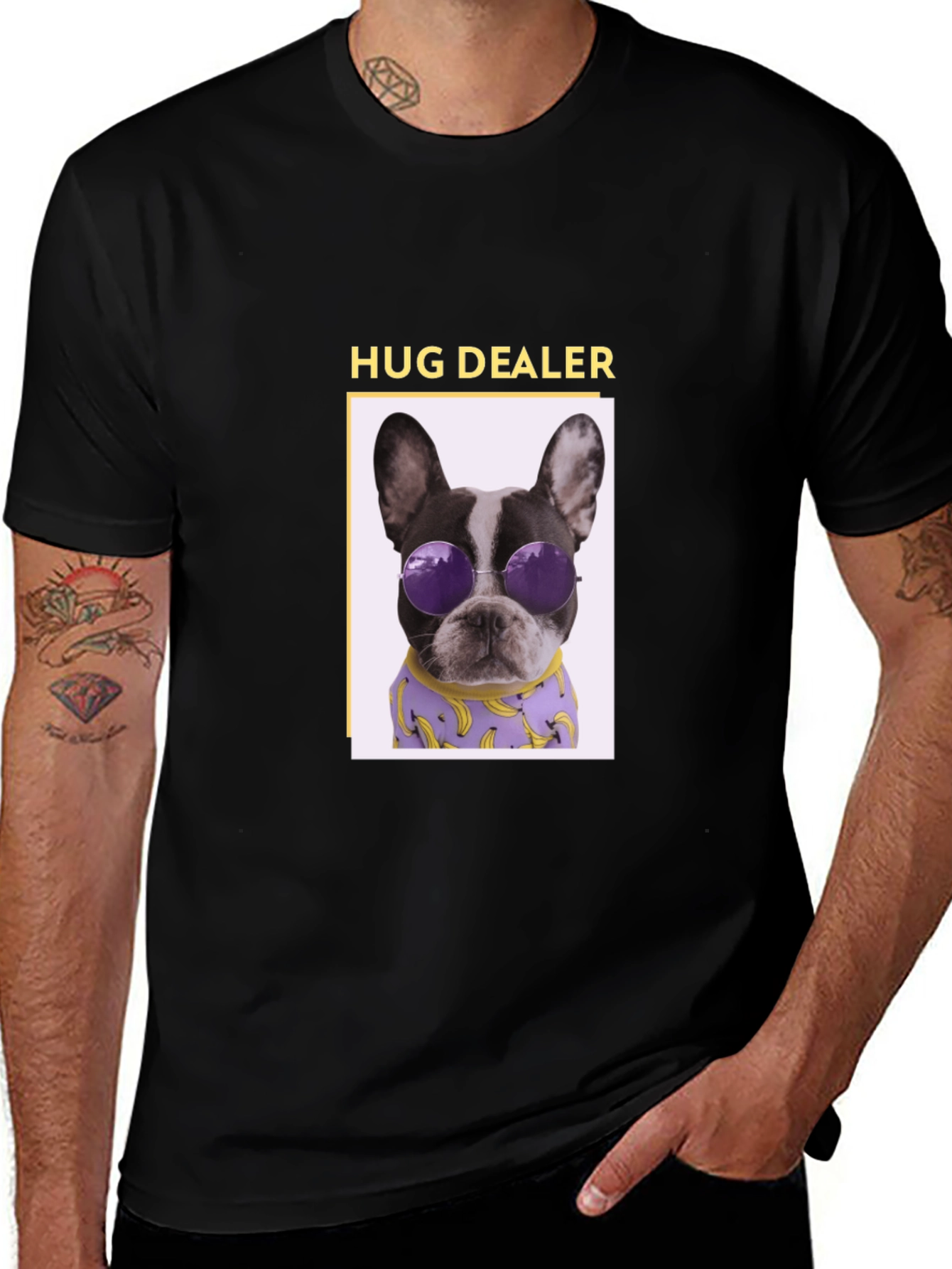 Hug Dealer Dog Graphic Tee - Black