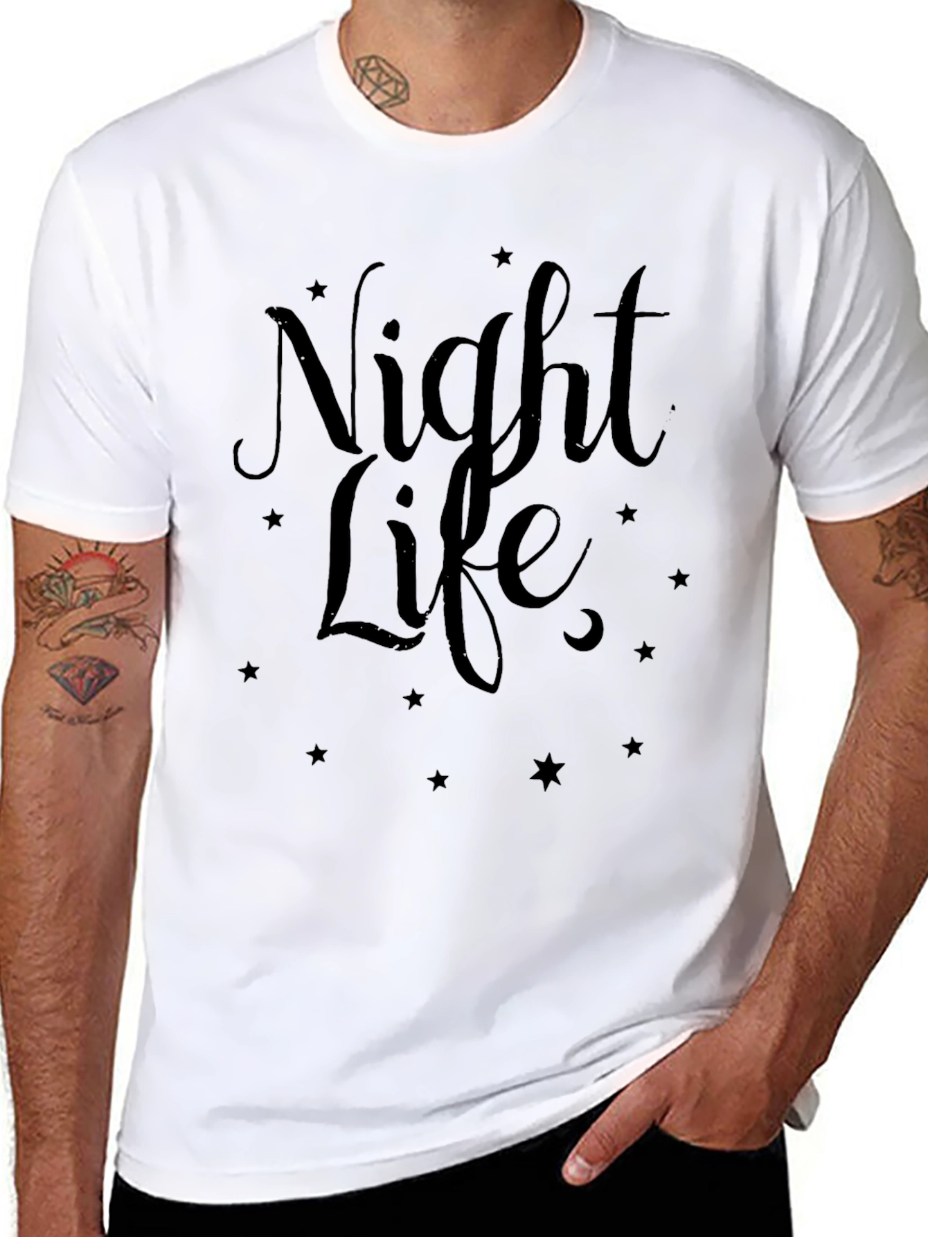 Night Life Graphic Tee - Stylish Mens Black T-Shirt