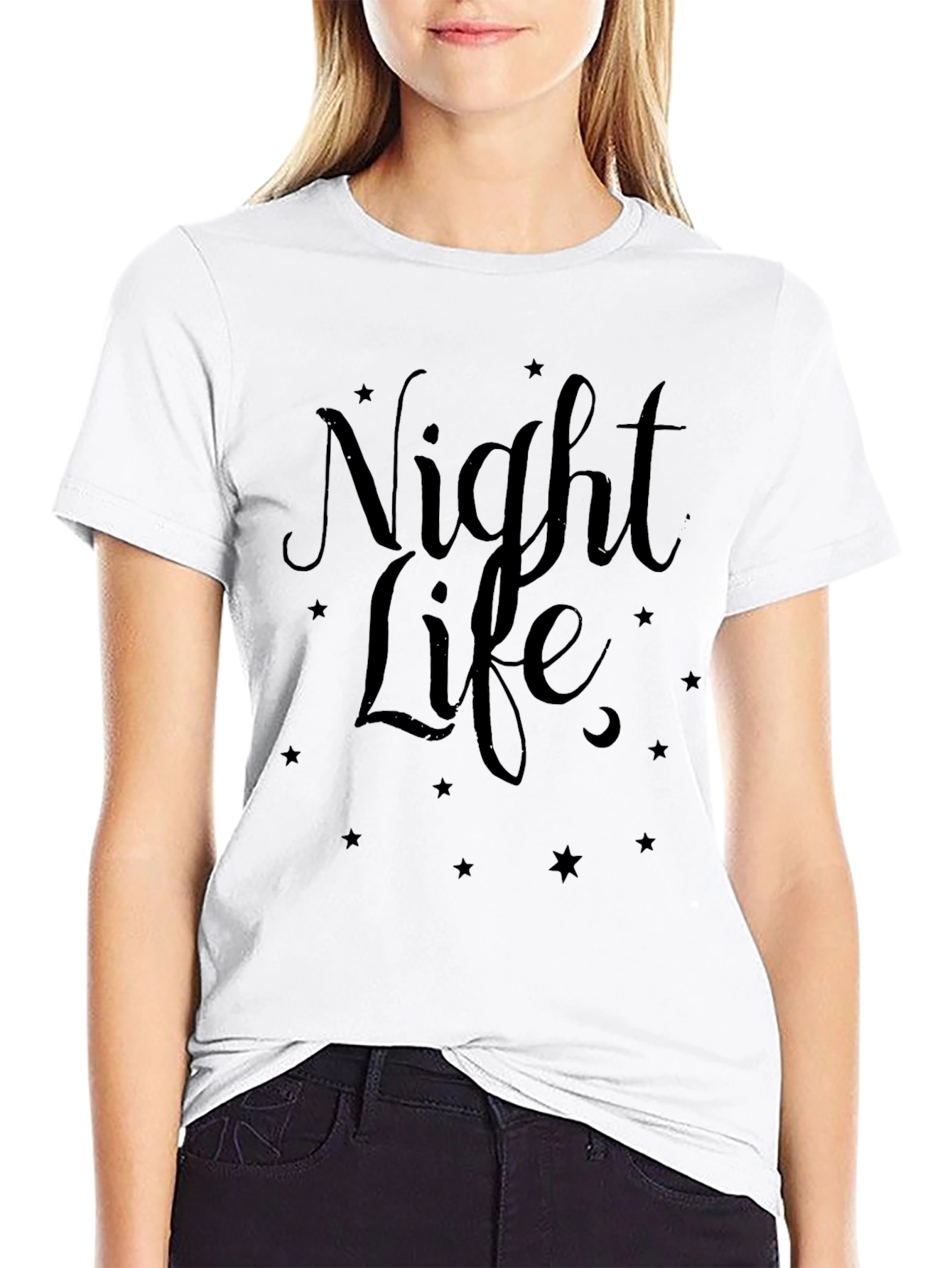 Night Life Graphic Tee - Stylish Mens Black T-Shirt