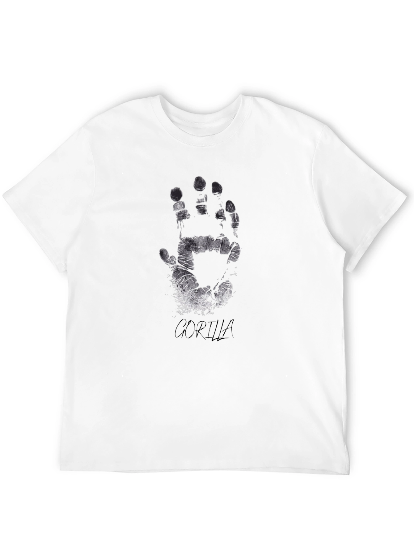 Grunge Handprint Graphic Tee - Black Cotton Casual Shirt