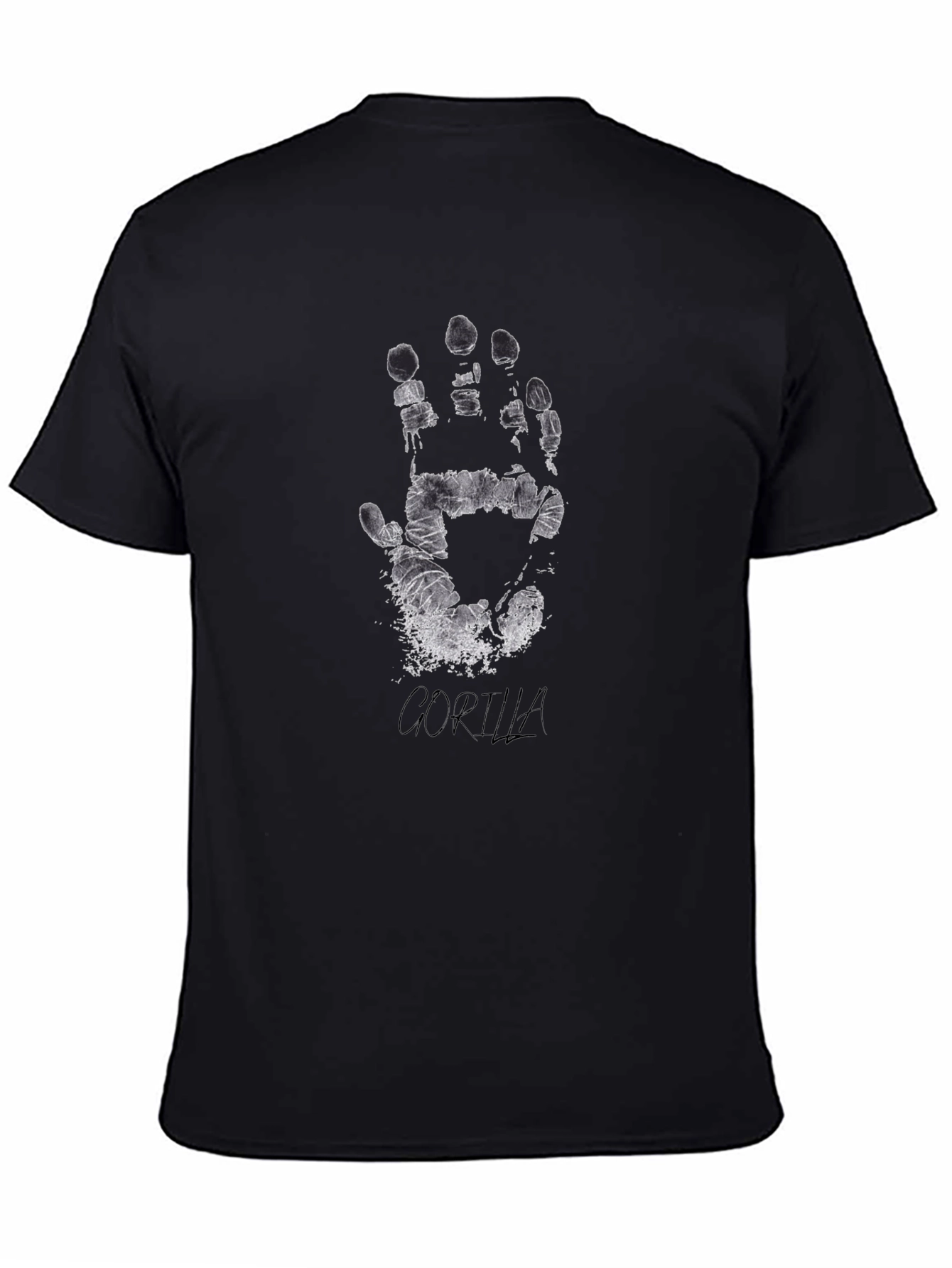 Grunge Handprint Graphic Tee - Black Cotton Casual Shirt