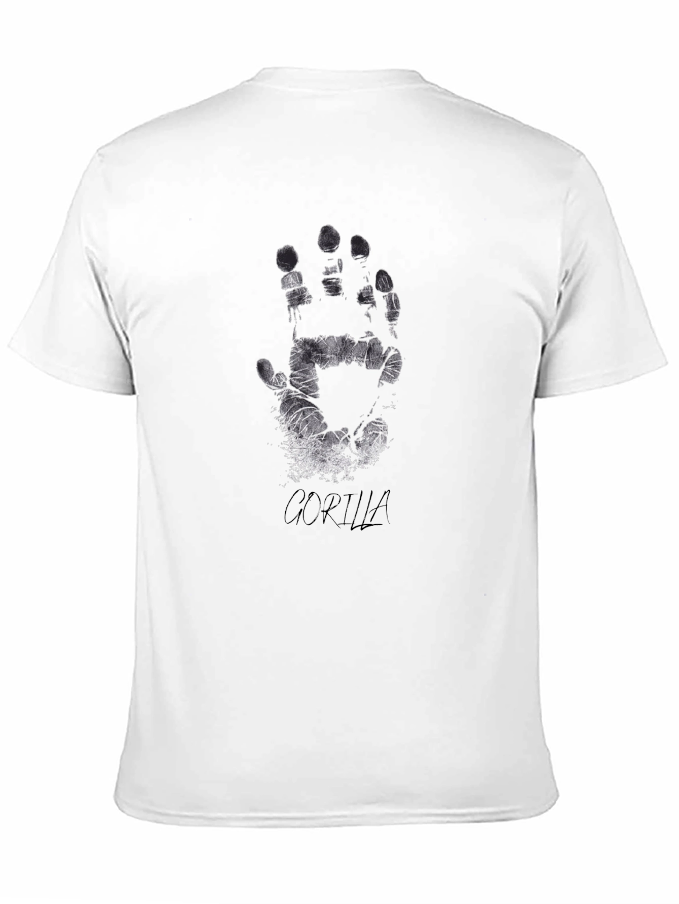 Grunge Handprint Graphic Tee - Black Cotton Casual Shirt