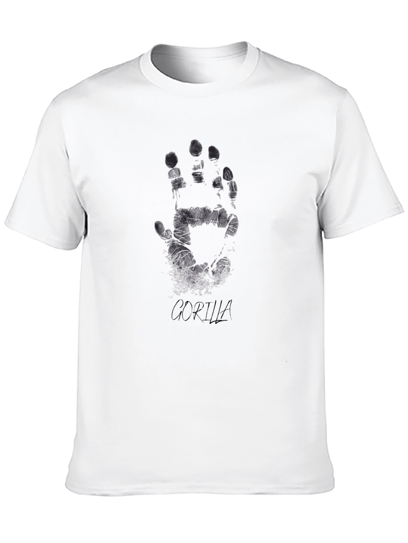 Grunge Handprint Graphic Tee - Black Cotton Casual Shirt