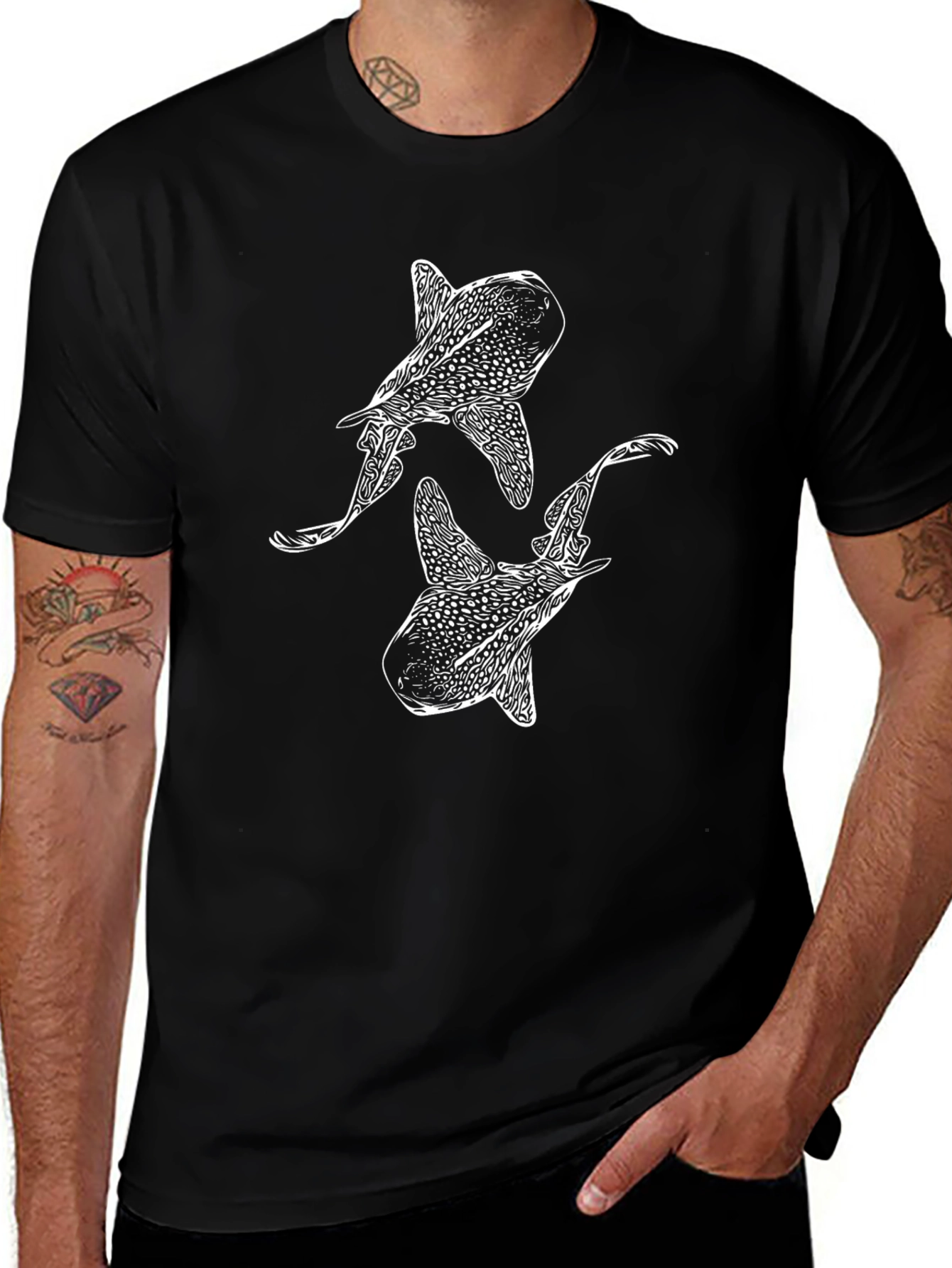 Whale Shark Graphic Tee - Stylish Black Cotton T-Shirt