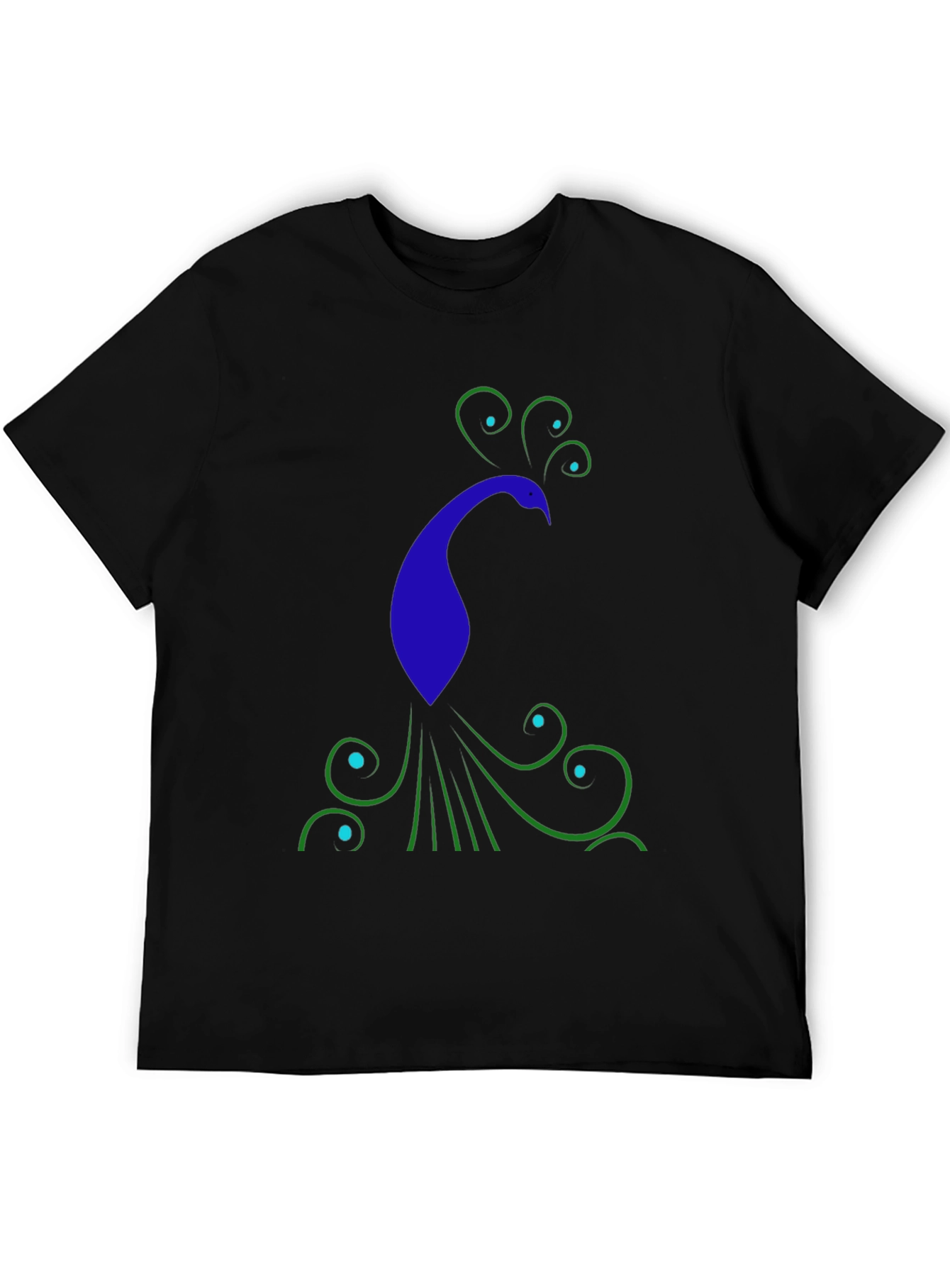 Stylish Peacock Graphic Print Black T-Shirt