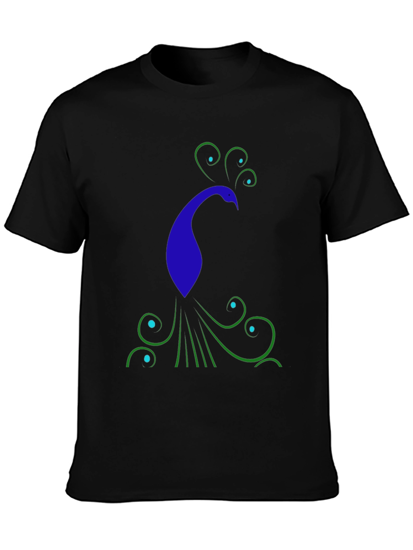 Stylish Peacock Graphic Print Black T-Shirt