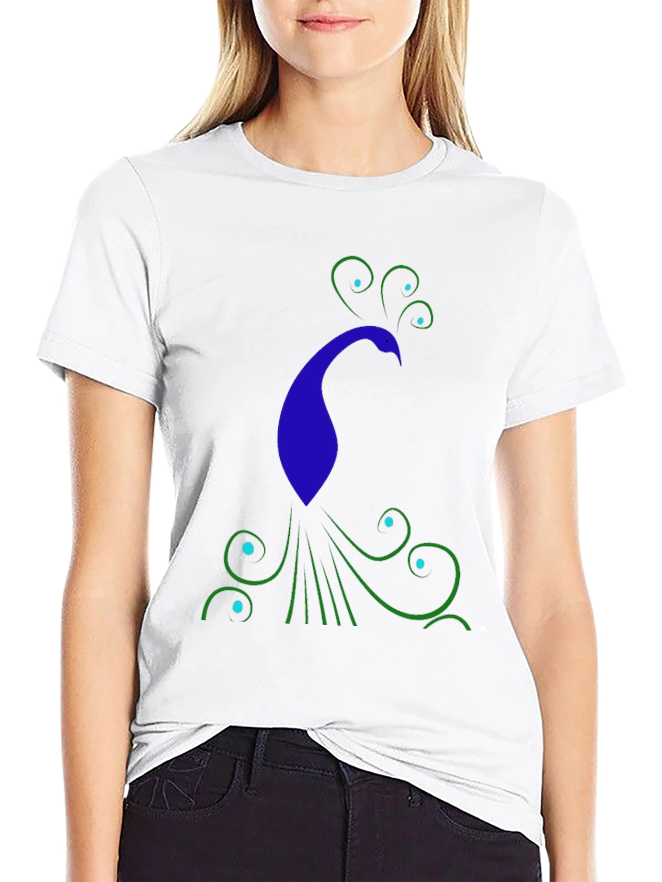 Stylish Peacock Graphic Print Black T-Shirt