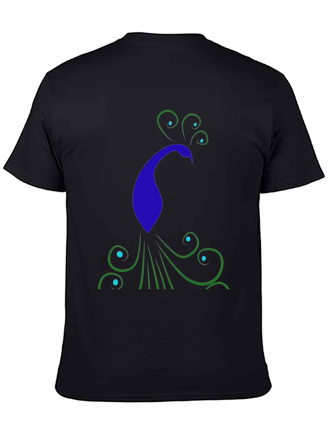Stylish Peacock Graphic Print Black T-Shirt