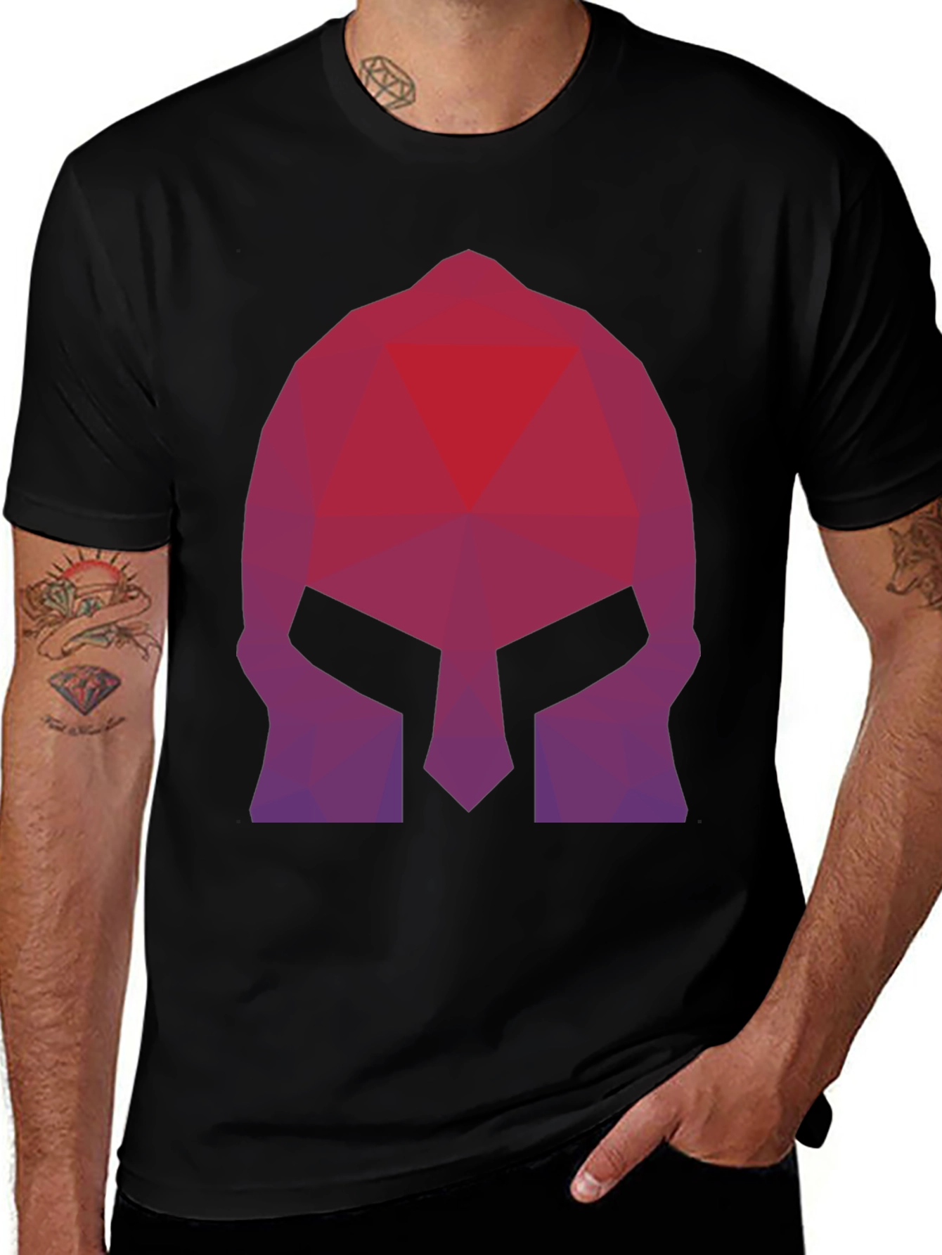 Geometric Spartan Helmet Graphic Tee