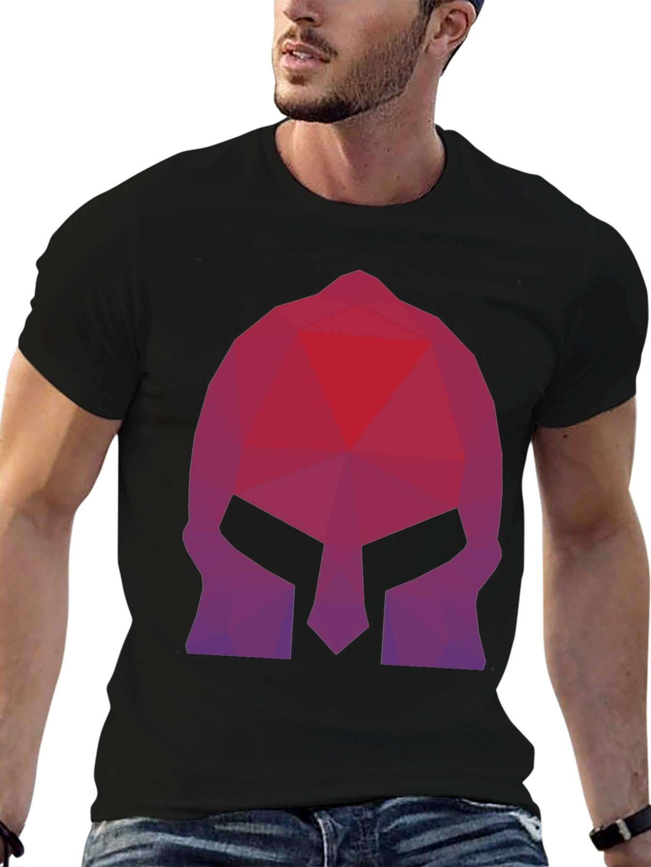 Geometric Spartan Helmet Graphic Tee