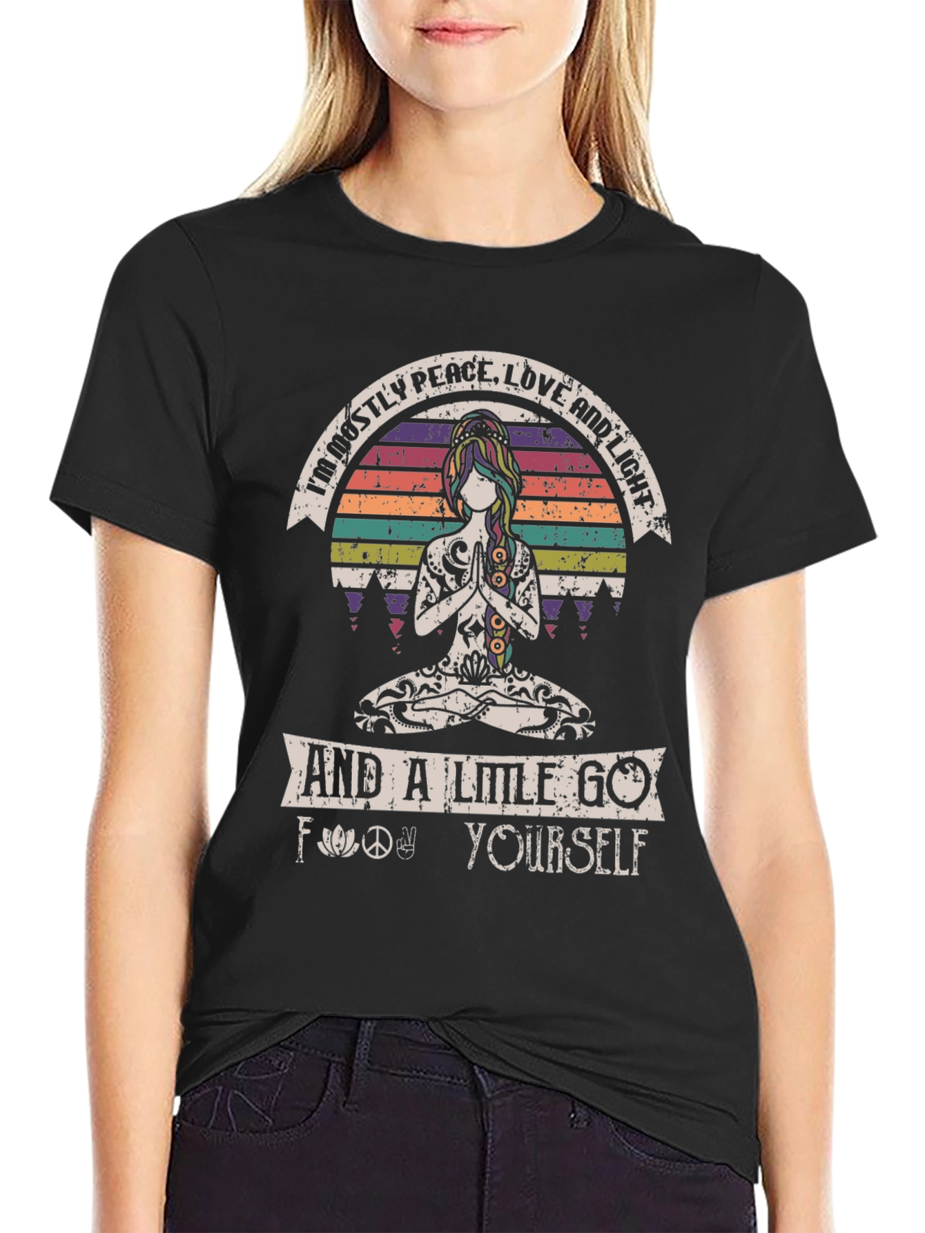 Peace Love and Light Graphic T-Shirt - Hippie Yoga