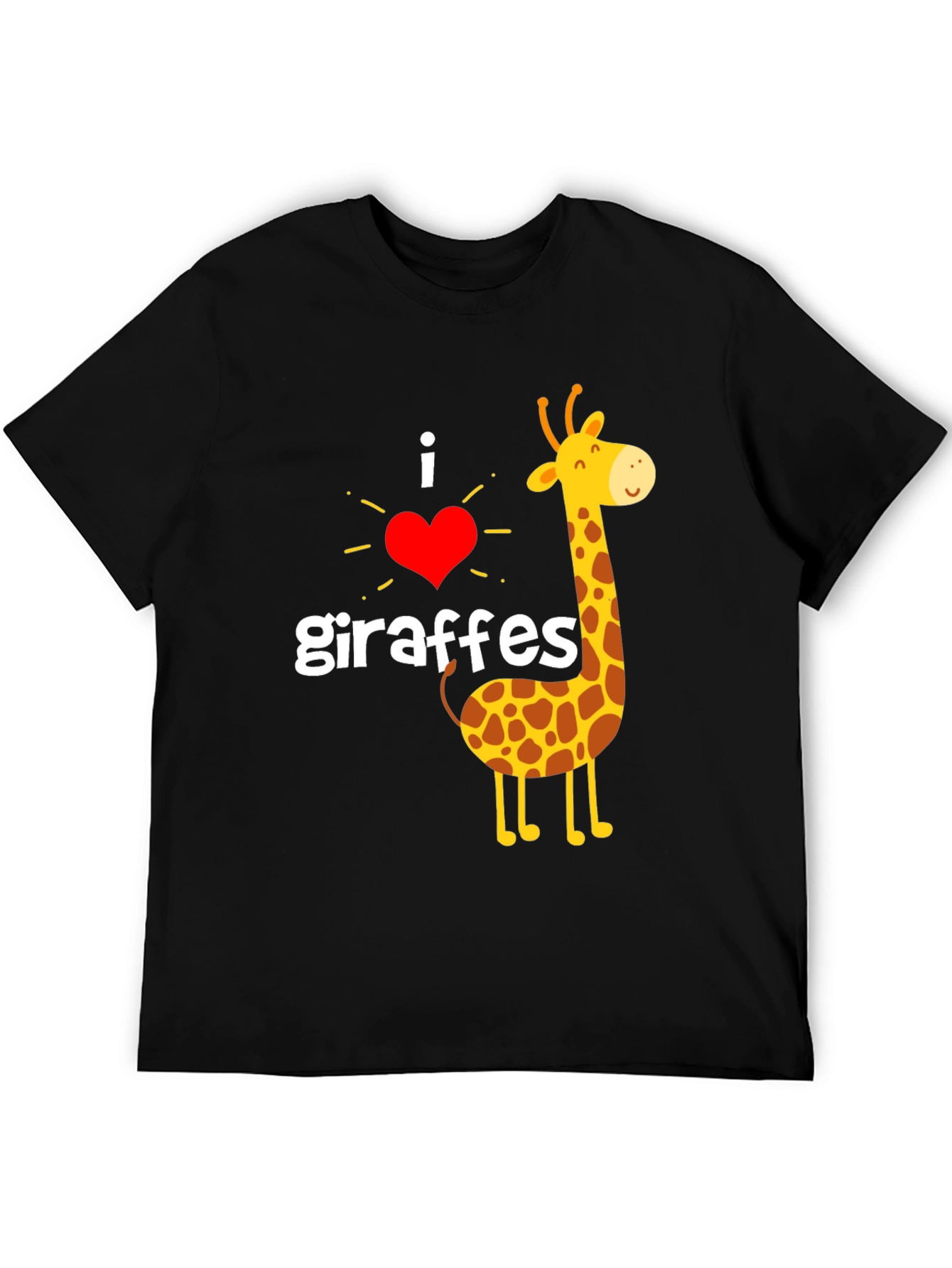 I Love Giraffes T-Shirt - Black Cotton Graphic Tee