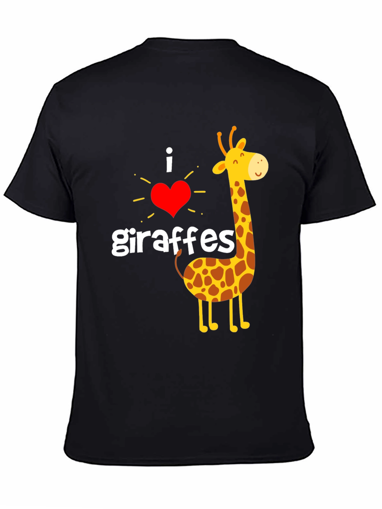 I Love Giraffes T-Shirt - Black Cotton Graphic Tee