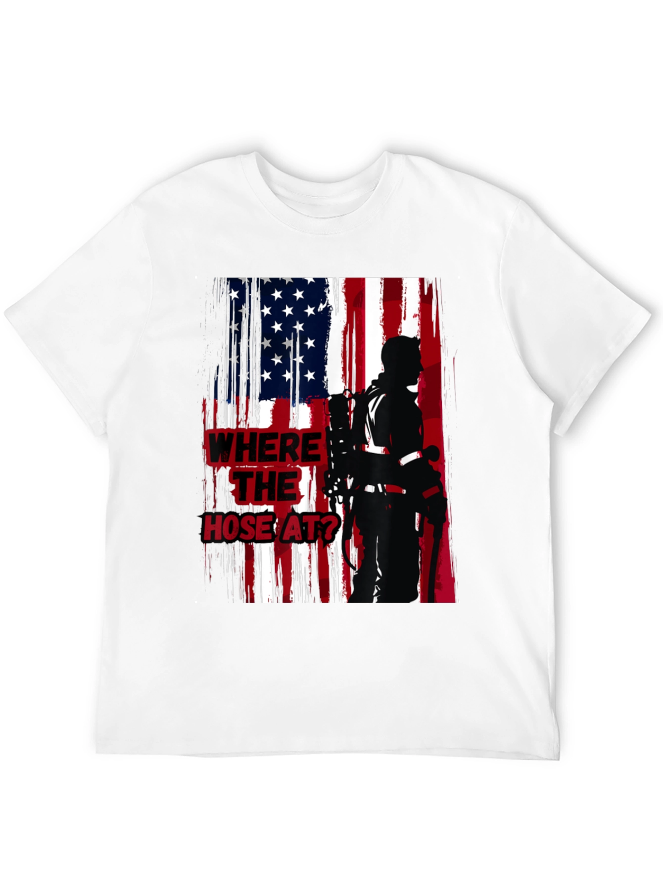 Firefighter American Flag T-Shirt - Wheres the Hose?