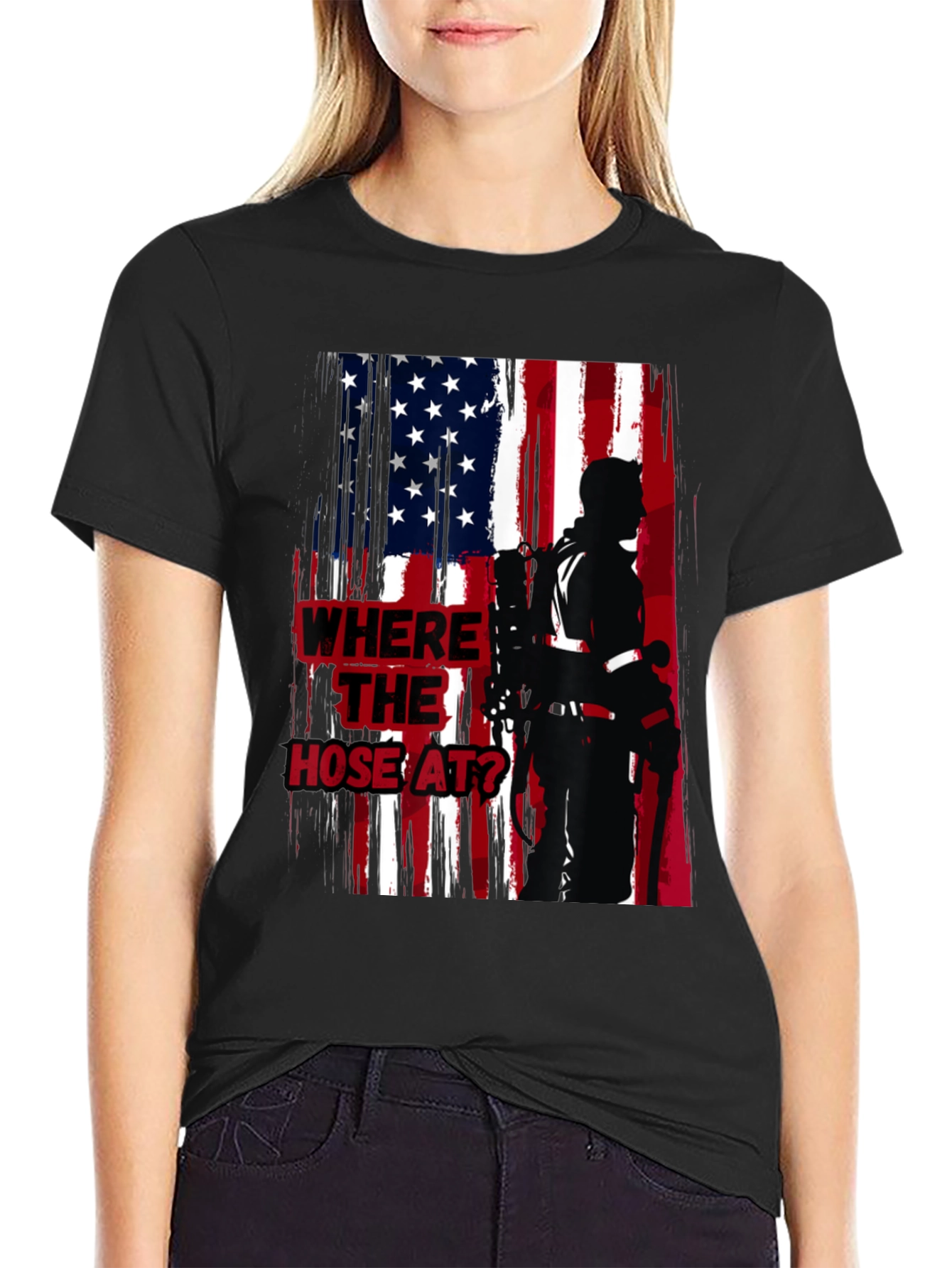 Firefighter American Flag T-Shirt - Wheres the Hose?