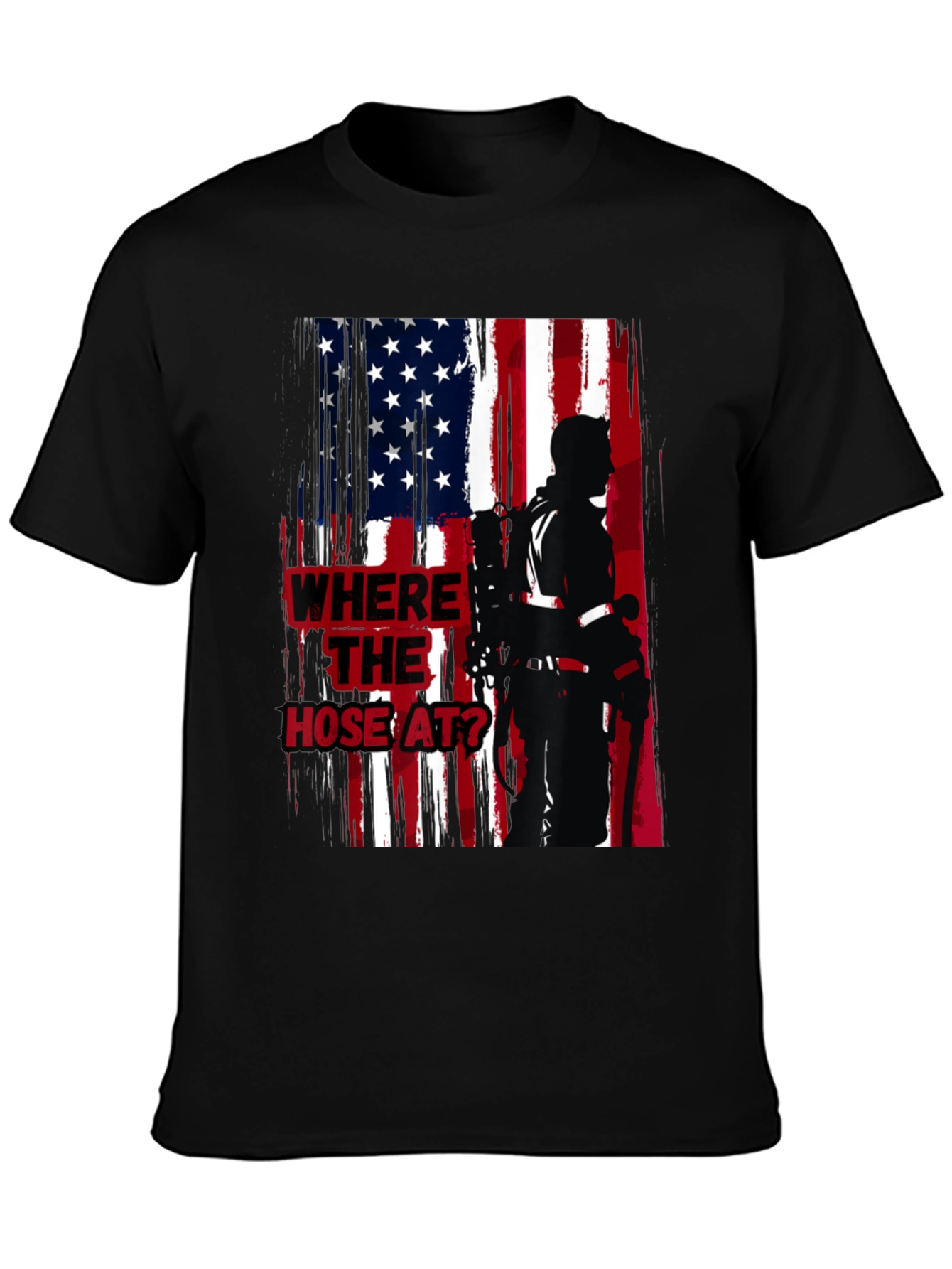 Firefighter American Flag T-Shirt - Wheres the Hose?