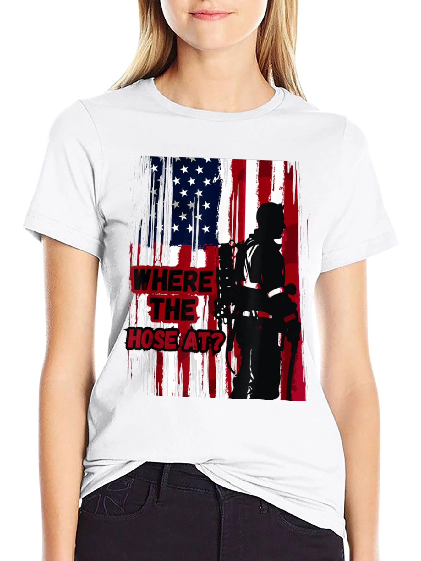 Firefighter American Flag T-Shirt - Wheres the Hose?