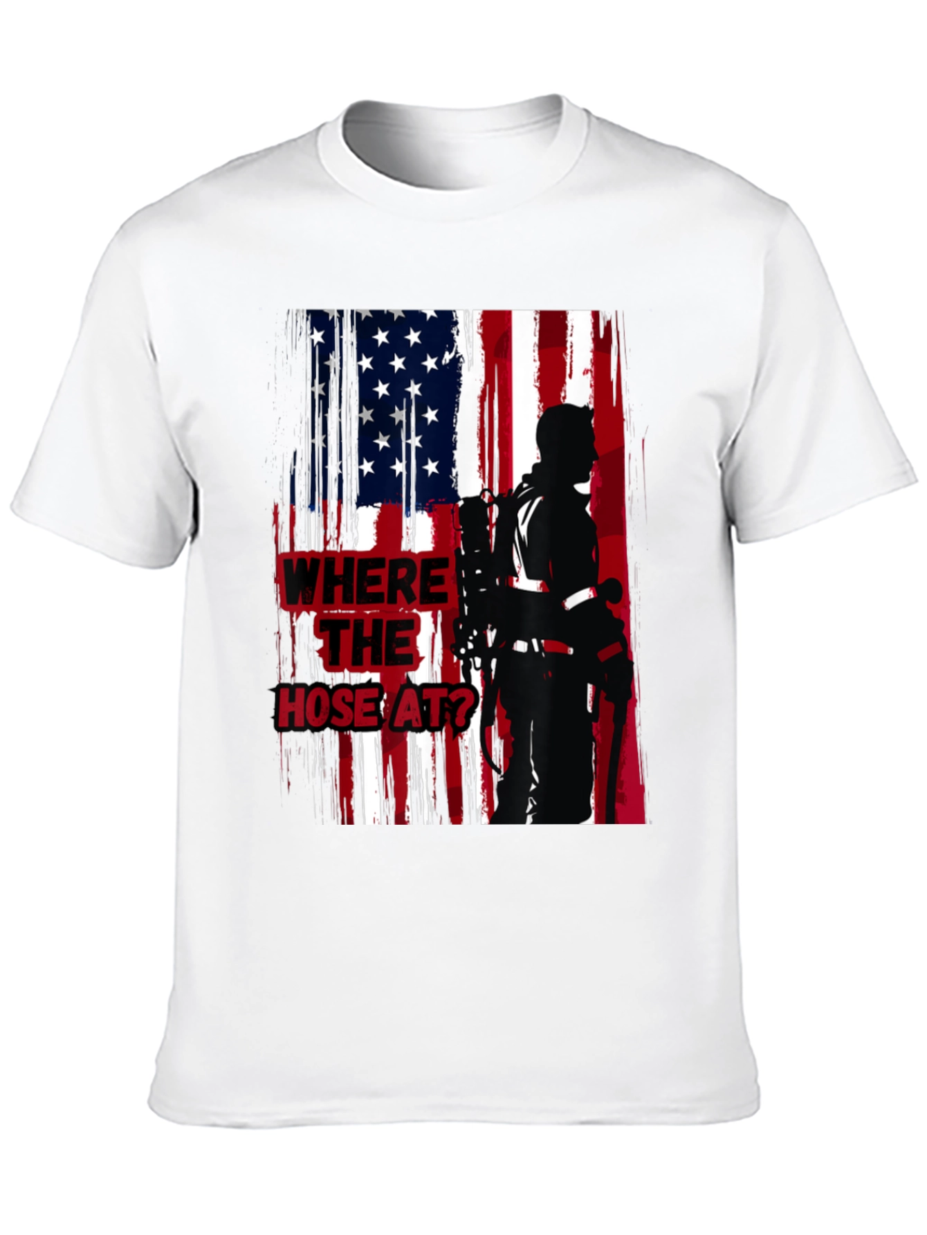 Firefighter American Flag T-Shirt - Wheres the Hose?