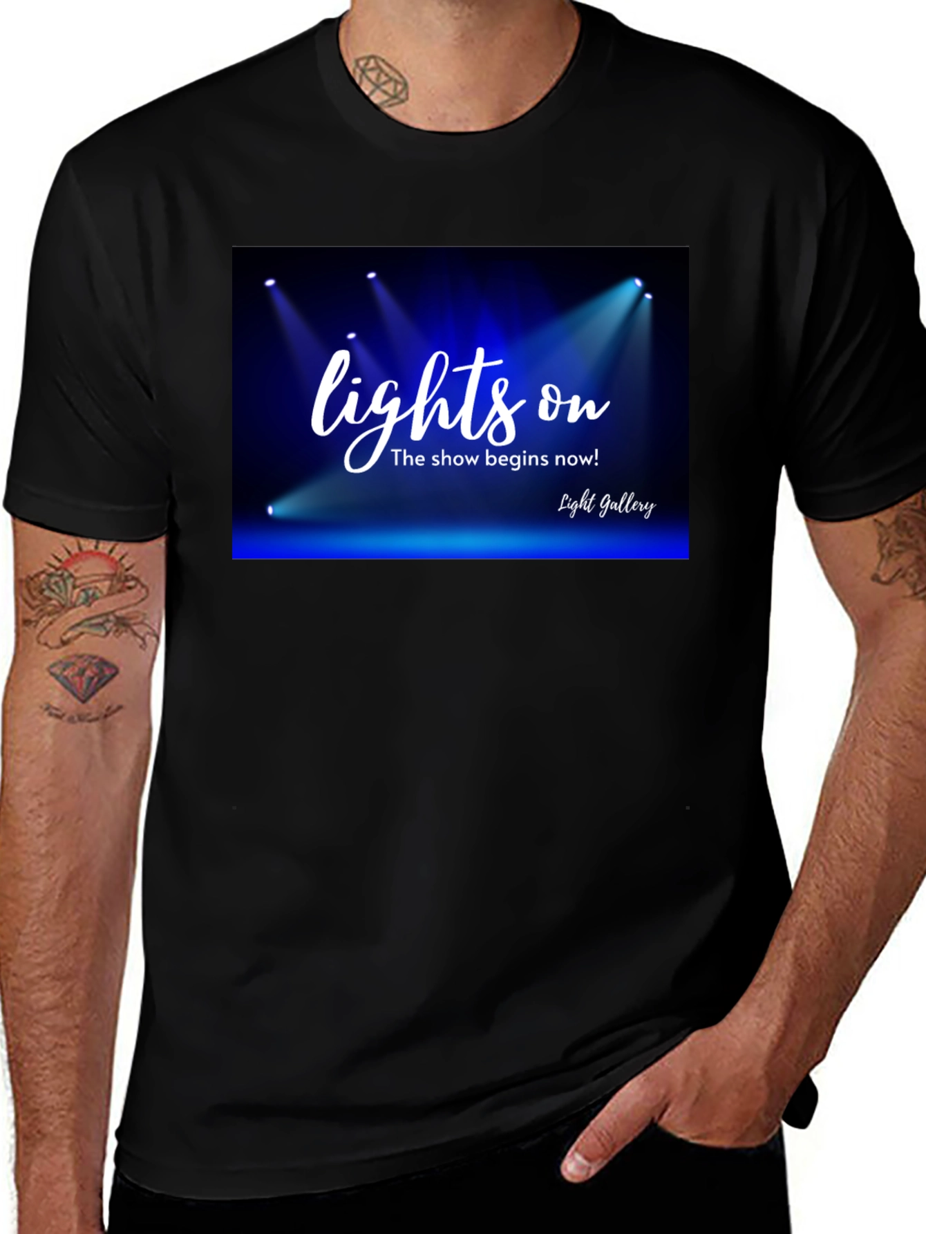 Lights On Black T-Shirt - Show Time!