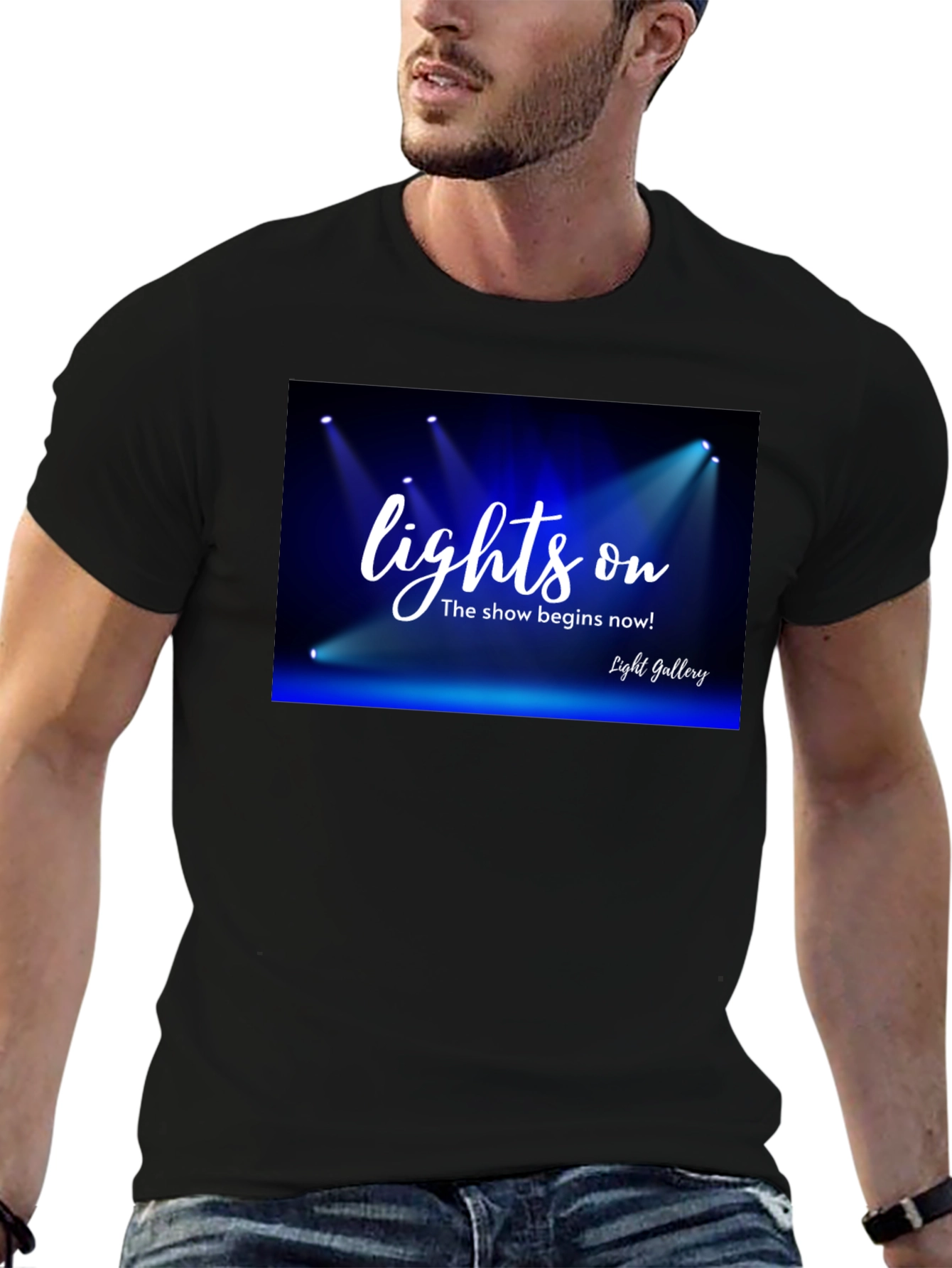 Lights On Black T-Shirt - Show Time!