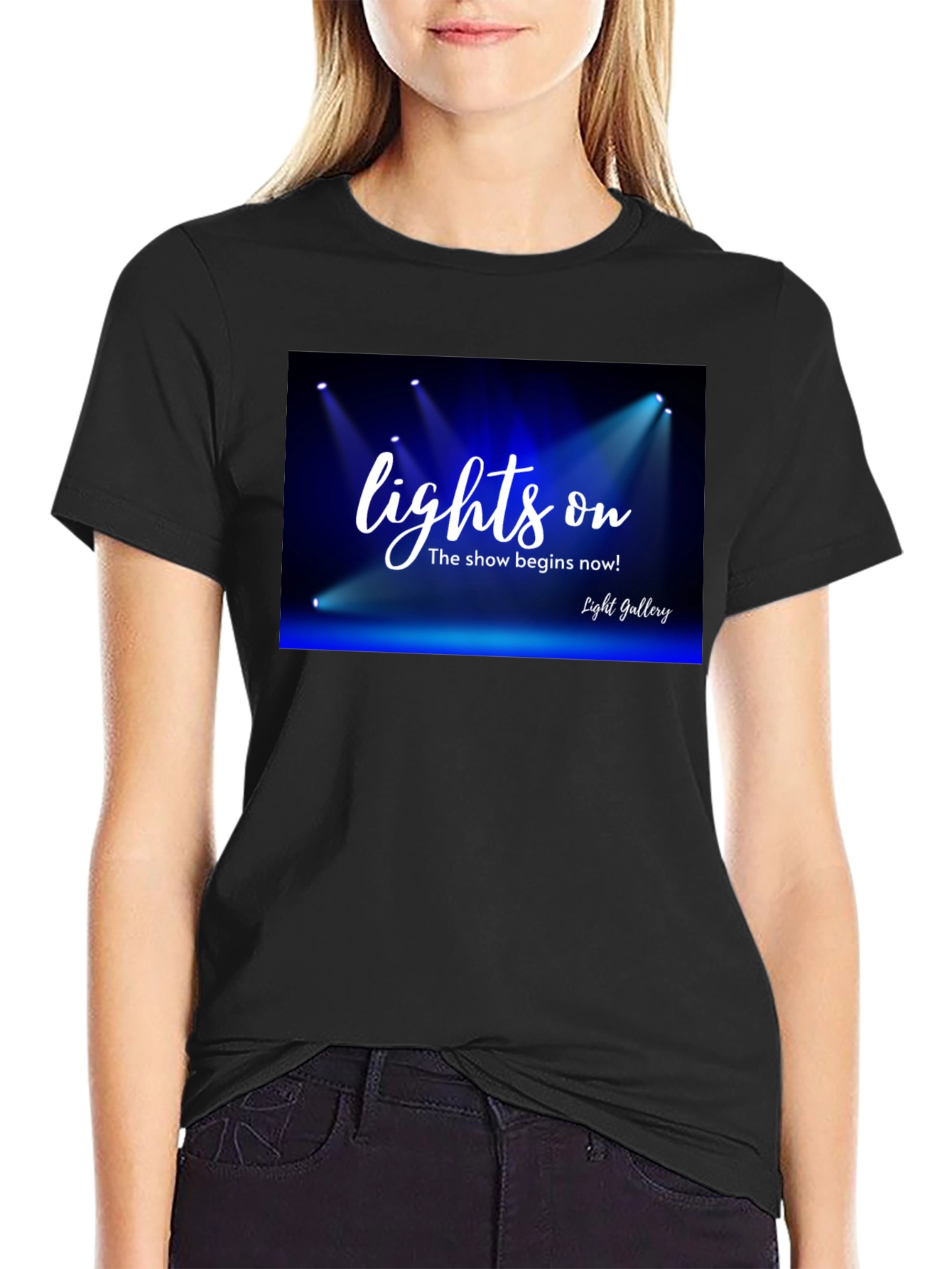 Lights On Black T-Shirt - Show Time!